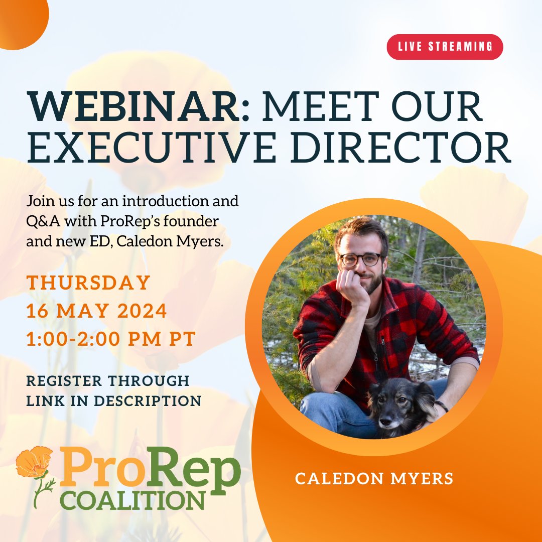 We're excited to share that ProRep's founder, Caledon Myers, has transitioned to a full-time role as our first Executive Director!

Register for a meet-and-greet webinar with Caledon next Thursday, May 16th, from 1-2PM PT by following the link below:

eventbrite.com/e/webinar-meet…