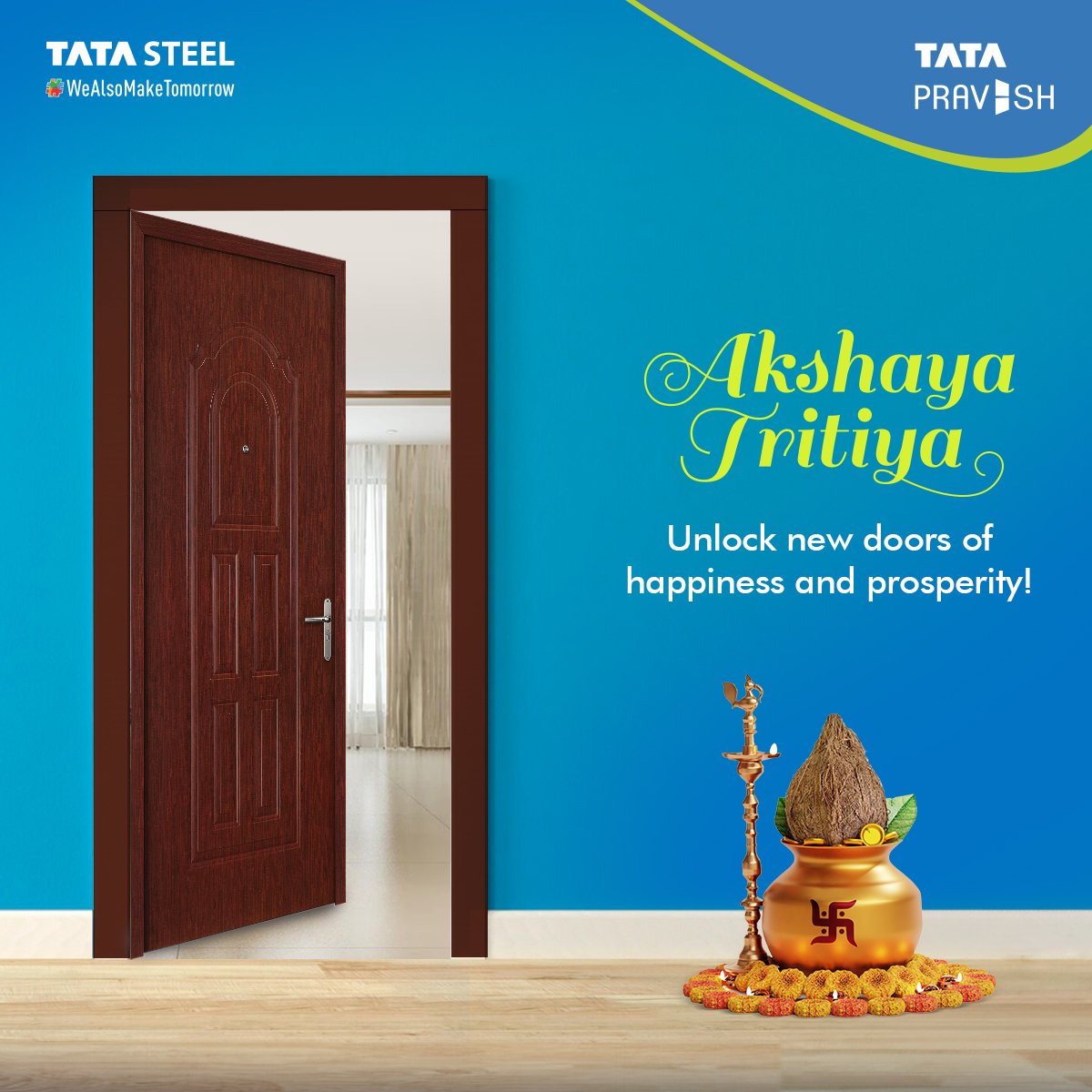 May this day of endless prosperity fill your home with joy and blessings. Let's celebrate the spirit of abundance and security together with our strong and reliable steel doors.
.
.
#TataPravesh #AkelaHiKaafiHai #AkshayaTritiya #FestivalOfProsperity #CelebrateWithSteel #Topical