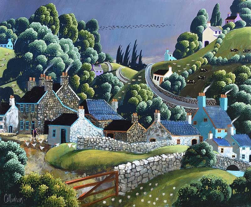 It’s time now for our popular Irish/Canadian painter George Callaghan with a piece titled ‘Feeding the Hens’ Another lovely happy painting for this afternoon