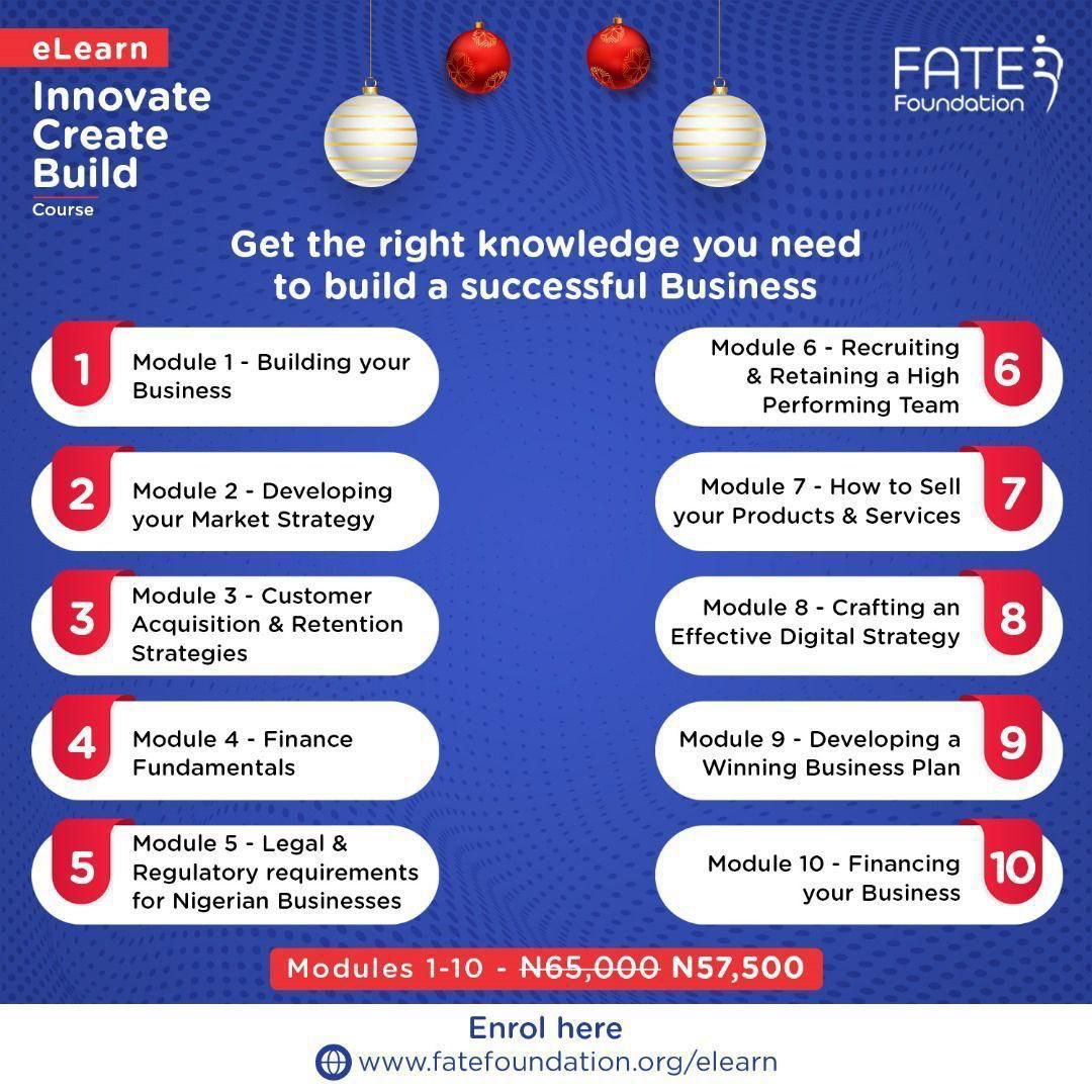 Looking to kickstart your entrepreneurial journey or take your business to the next level? Check out FATE Foundation’s INNOVATE. CREATE. BUILD Course! Self-paced and tailored for your success. Get started now fatefoundation.org/elearn #Entrepreneurship #FATEFoundation