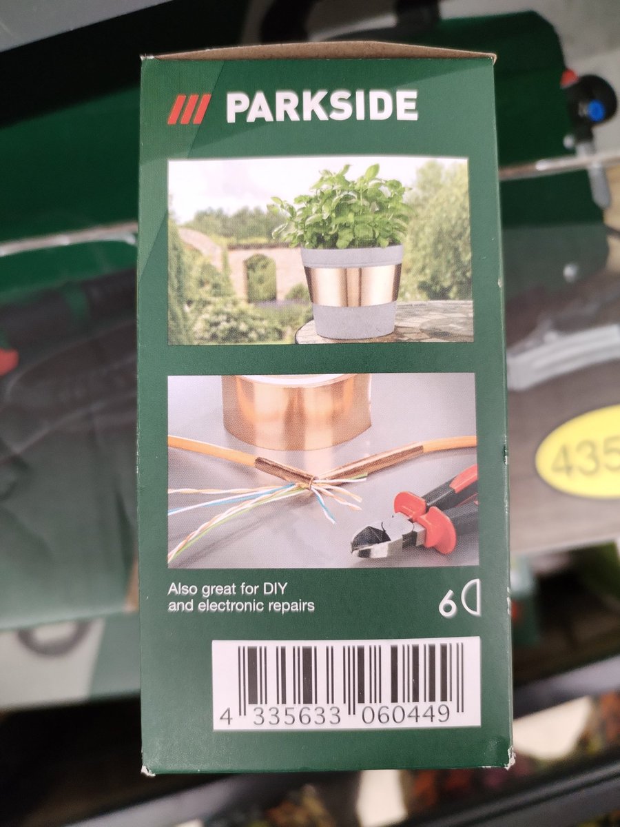 andreadonstar's tweet photo. @LidlGB you do know that copper is an excellent conductor, don't you? And therefore, the very last thing you want to be recommending for your rolls of copper tape is an electrical insulator repair?
I think you might need to recall this packaging... https://t.co/JGsCraAAfE