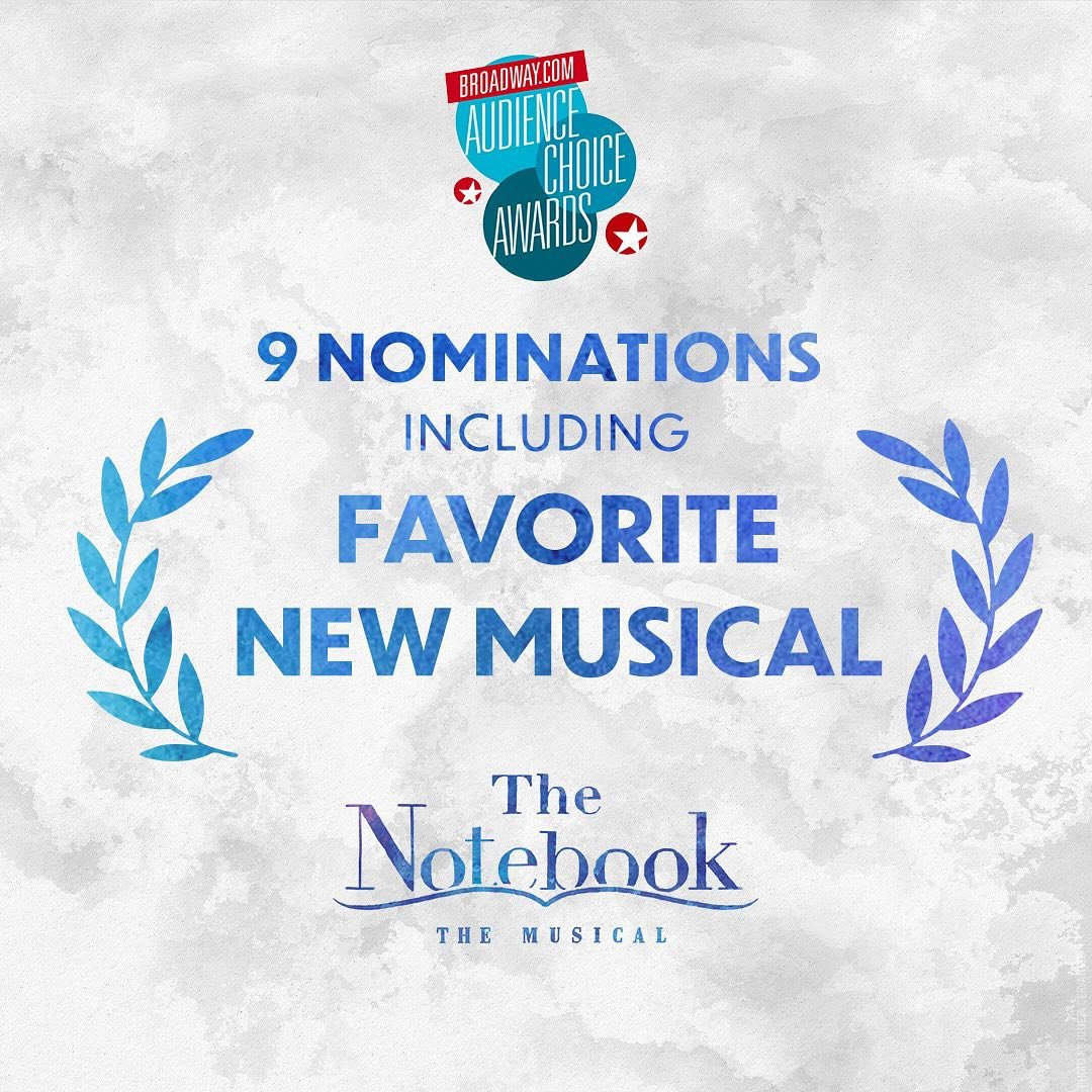 The Notebook Musical with music composed by 𝐈𝐧𝐠𝐫𝐢𝐝 𝐌𝐢𝐜𝐡𝐚𝐞𝐥𝐬𝐨𝐧 has been nominated for 9 Broadway.com Audience Choice Awards and 17 Broadway World Theatre Fans’ Choice Awards! ⭐️📝💙