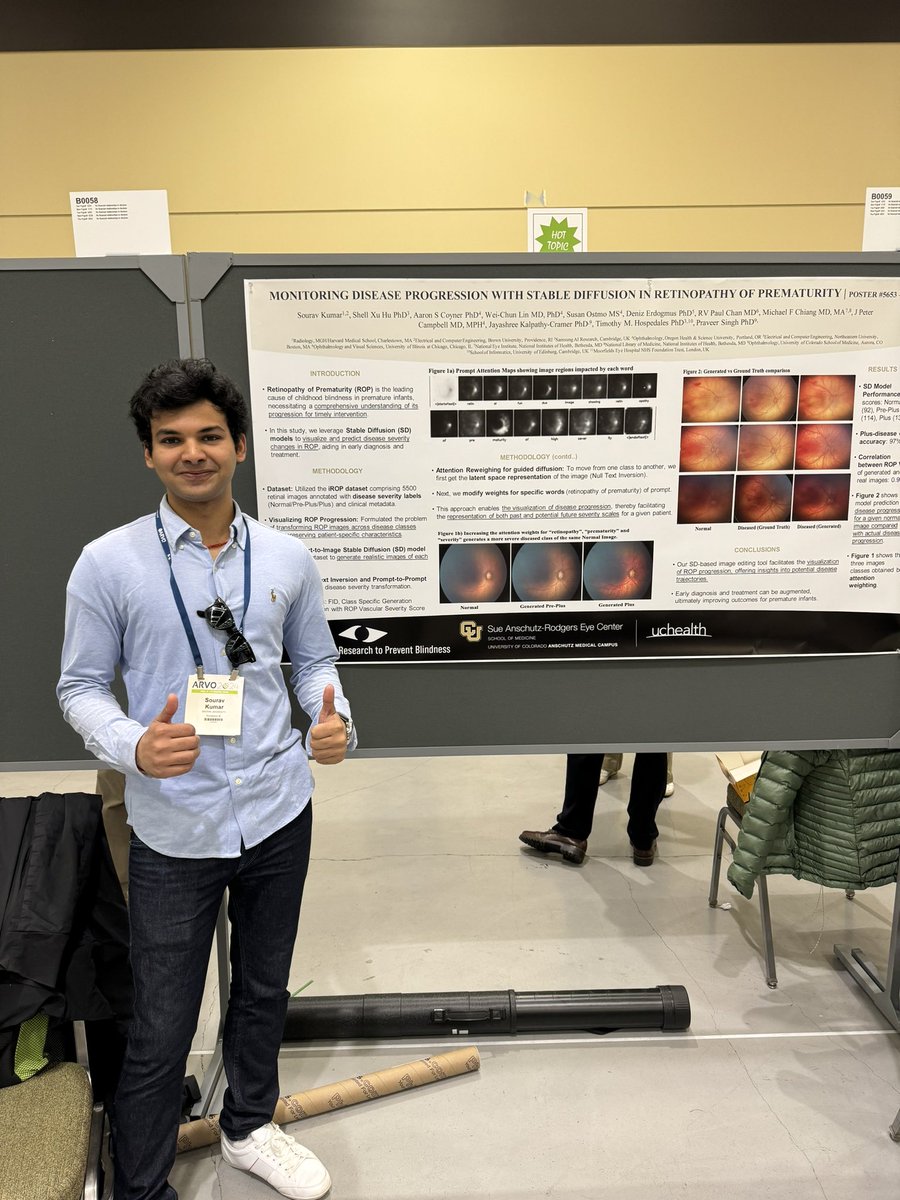 Advaith Veturi (@advaithveturi) on Twitter photo Catch Sourav Kumar’s work on ROP disease progression monitoring using Stable Diffusion!!!
<a href="/CUEyeCenter/">CU Ophthalmology</a> <a href="/qtimlab/">QTIM Lab</a> <a href="/SoravKumar15/">gamblerextraordinaire</a> <a href="/praveersingh90/">Praveer Singh</a> <a href="/kalpathy1/">Jayashree Kalpathy</a>
#ARVO2024 Catch Sourav Kumar’s work on ROP disease progression monitoring using Stable Diffusion!!!
<a href="/CUEyeCenter/">CU Ophthalmology</a> <a href="/qtimlab/">QTIM Lab</a> <a href="/SoravKumar15/">gamblerextraordinaire</a> <a href="/praveersingh90/">Praveer Singh</a> <a href="/kalpathy1/">Jayashree Kalpathy</a>
#ARVO2024