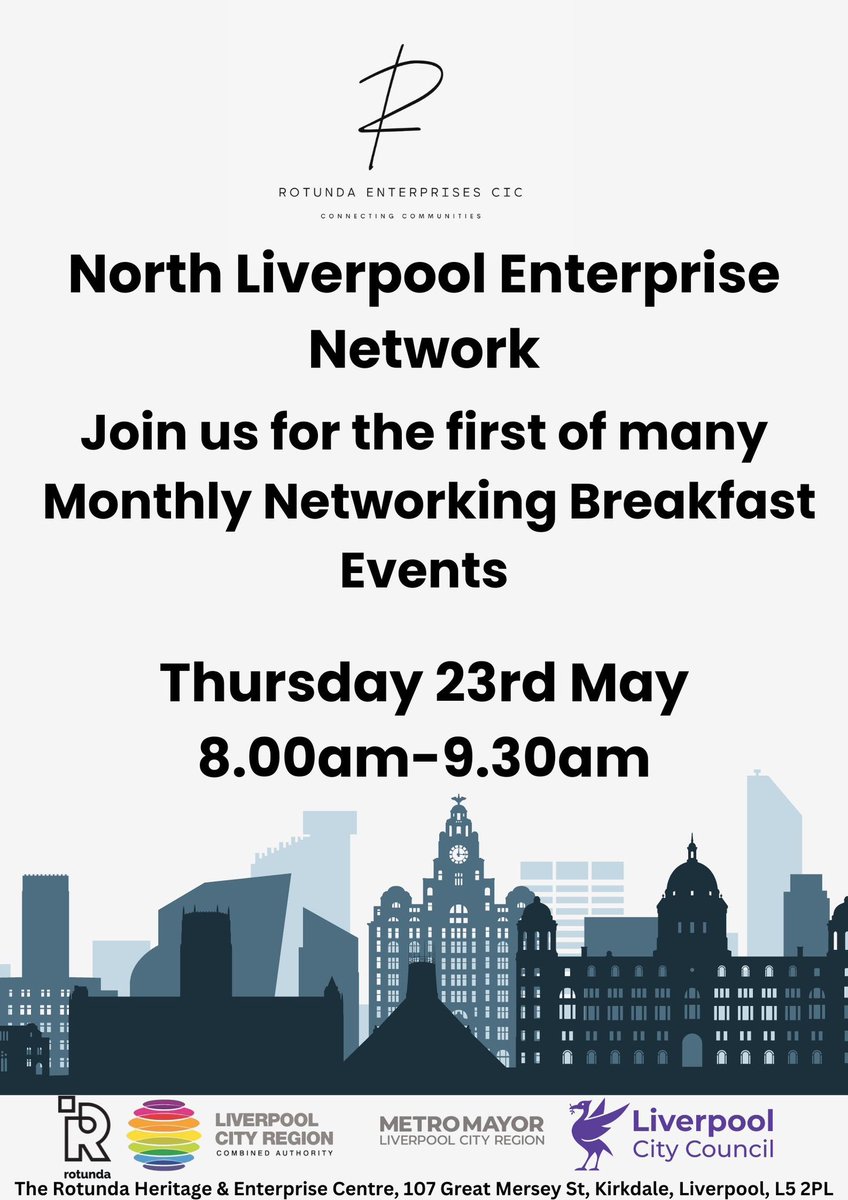 Join us for the launch of our brand new networking breakfast! 

Our first event  will be held on Thursday 23rd May from 8am-9.30am in our Rotunda Heritage &amp; Enterprise Centre. 

Places are limited and tickets can be ordered by clicking the link below 👇🏻 

lnkd.in/g9SMEWaB