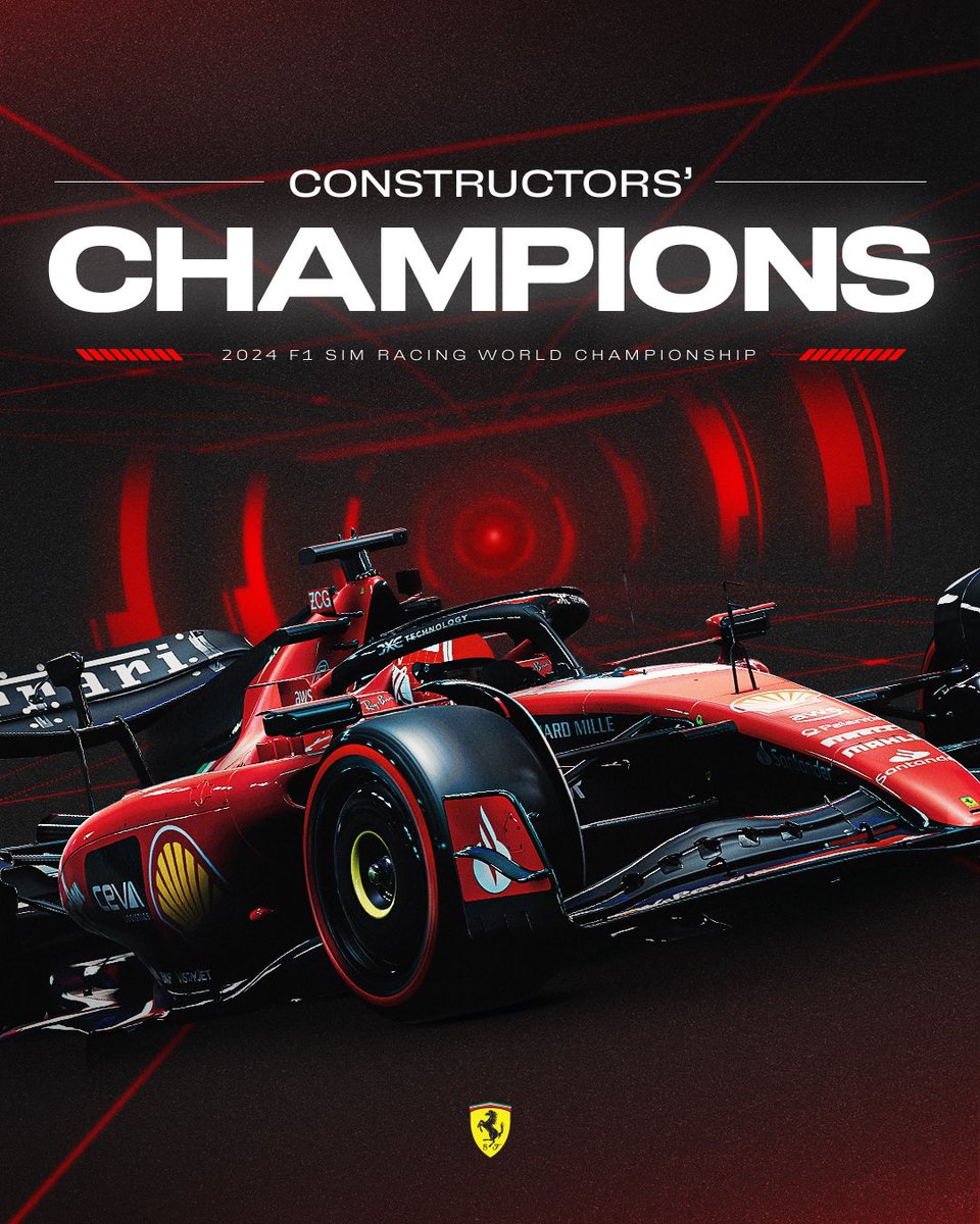 CAMPIONIII! 🤩🏆

Congratulations to the entire team for this incredible achievement. We’re the 2024 #F1SimRacing constructor champions 👏🎉

#FerrariEsports #F1Esports