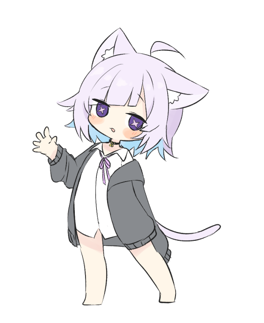 猫又おかゆ ,猫又おかゆ(彼シャツ衣装) 「」|トゥーミのイラスト