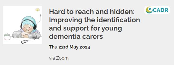 Check out the upcoming @CadrProgramme webinar presented by @PMasterson_80 to find out more about her work with #YoungDementiaCarers For more information and to register click the link below 👇 cadr.cymru/en/event-info.…