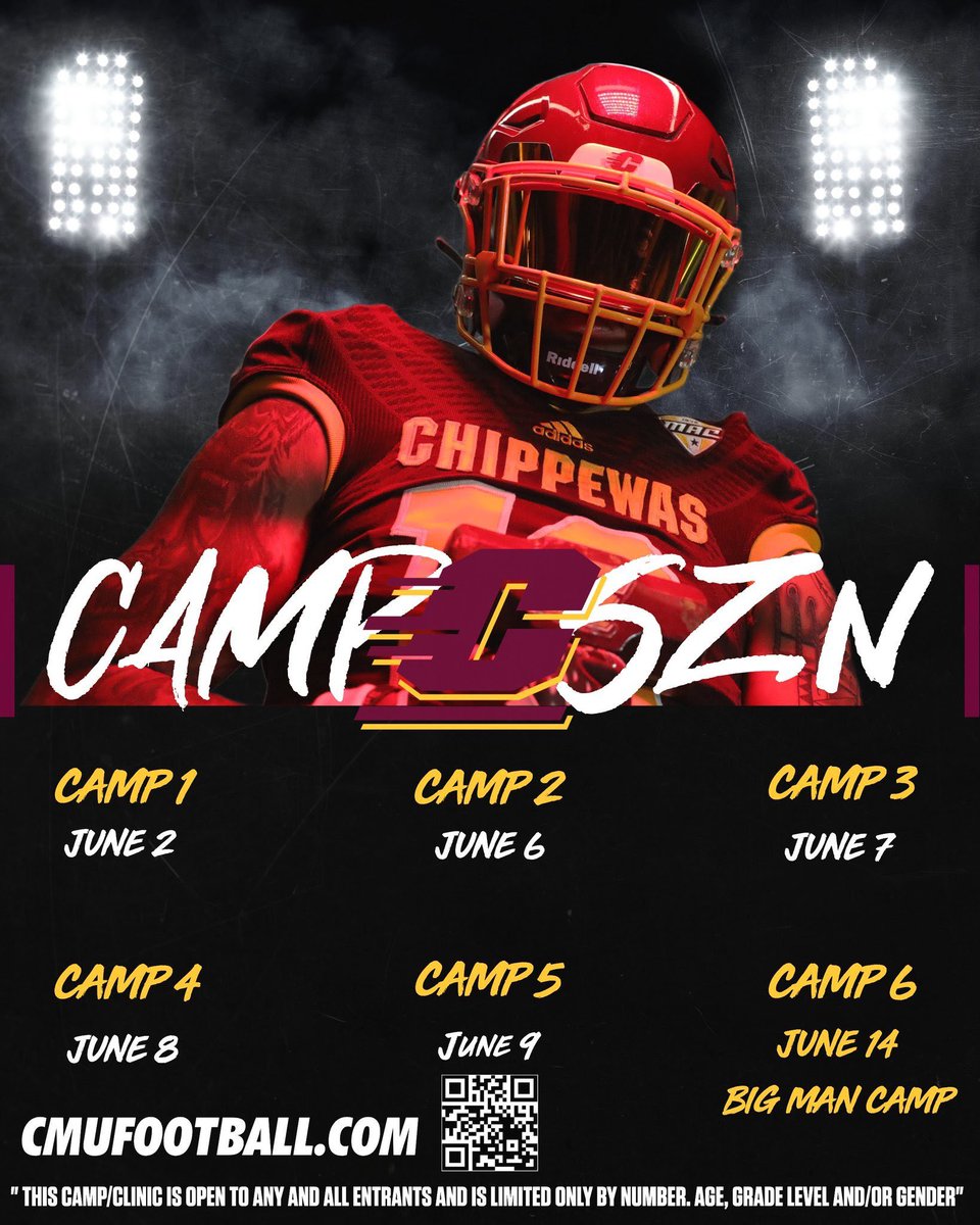 Thank you @CMU_Football for the camp invite! @CoachCalley21 @CoachMikeMcGee @CoachMurphy87 @GlenbardSouthFB @EDGYTIM @MikeBuke99 @OLMafia @KyleMorgan_XOS @OJW_Scouting @Bryan_Ault @ScoutingA1 @CoachChris_Roll @hddngemscouting @PrepRedzoneIL @PrepRedzone @FISTFootball…