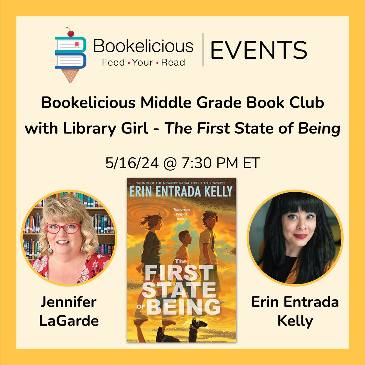 Great news! The @bookelicious #MGlit Book Club w/@erinentrada has been rescheduled for 5/16! All prior regisrations have been rolled over, so if you signed up b4, you don't need to do anything! This event is FREE + there will be a recording. Join us here: bookelicious.com/events/