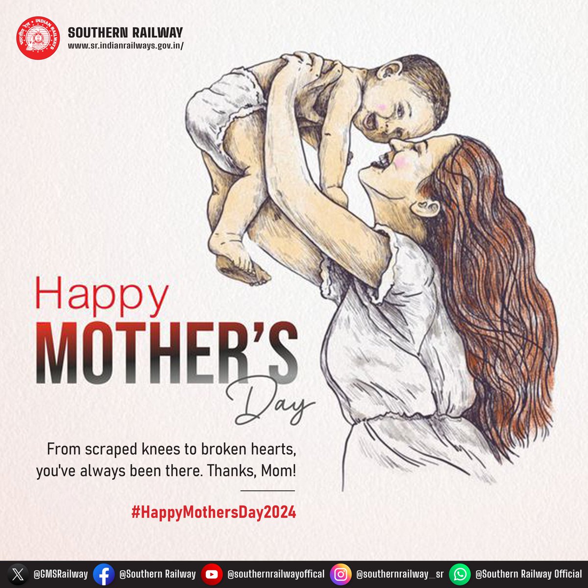 From scraped knees to broken hearts, Mom's always there to pick up the pieces What are you grateful for this Mother's Day? #MothersDay #LoveYouMom #SouthernRailway #HappyMothersDay
