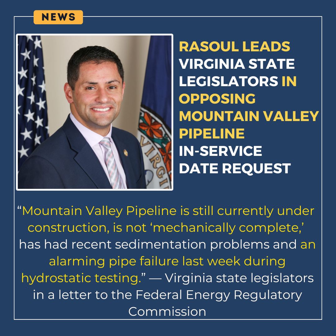 Citing a testing failure & ongoing concerns about sedimentation, Virginia state legislators, under the leadership of Del. @Sam_Rasoul, submitted a letter to @FERC asking the agency to deny #MountainValleyPipeline's request to be in-service by the end of May. #StopMVP #NoPipelines