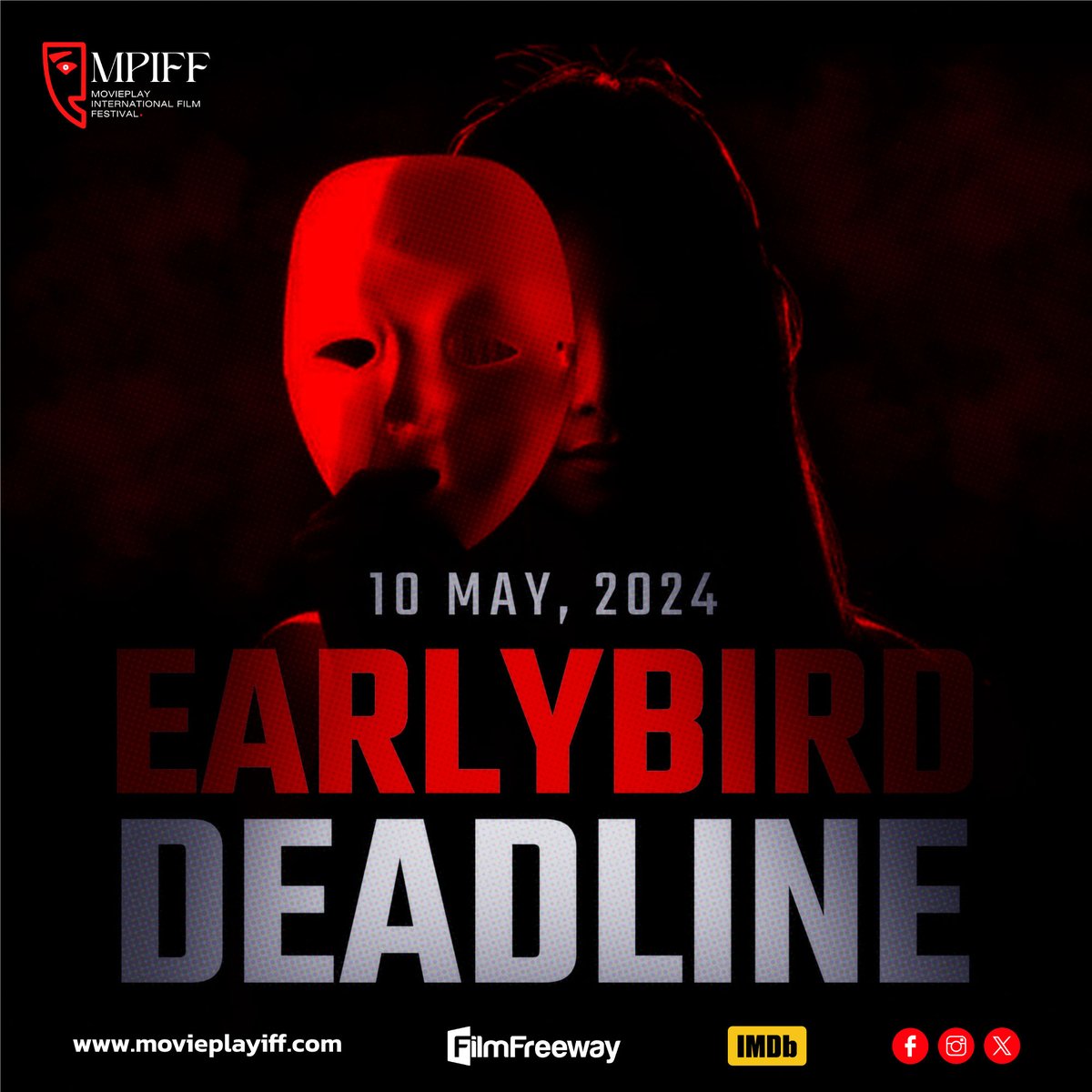 Earlybird Deadline Today!! Earlybird Deadline - May 10, 2024 Entries through FilmFreeway: filmfreeway.com/MoviePlayInter…