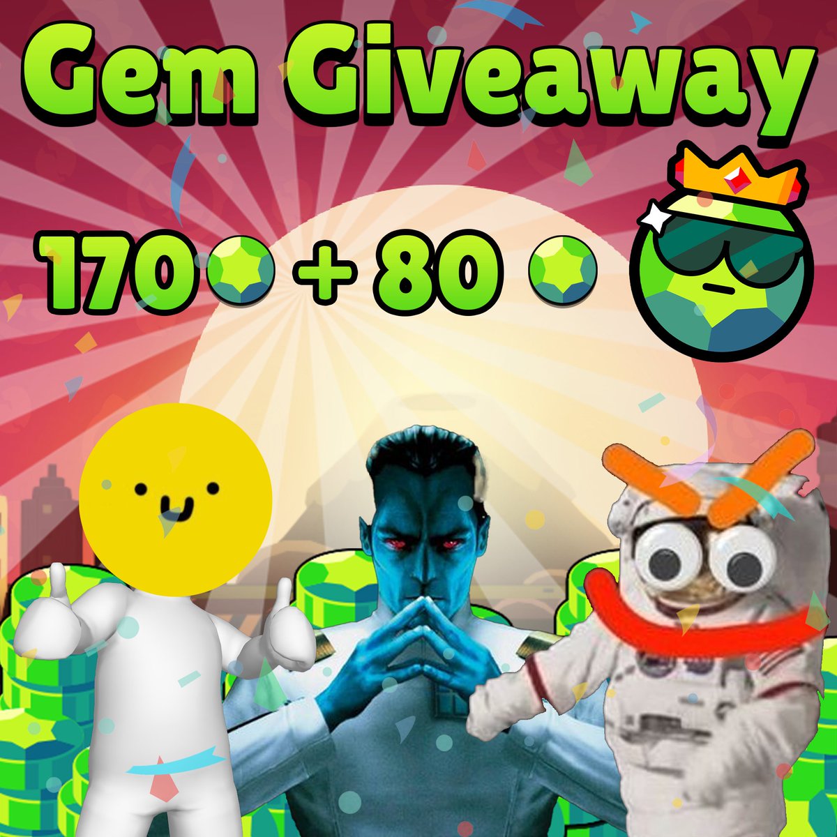 🌟 GIVEAWAY 🌟 💎 *170 Gems + 80 Gems* 💎 🎀 To join: 🎀 Follow @tontehhh @presidenthaha @thrawnnnn 👥 Like ❤️ & Repost ♻️ Tag 2 Friends 🤗 🌺 Optional: 🌺 - Follow @Psychilis✨ Ends in 7 days ⏰ #BrawlStarsGiveaway #SORTEO #Giveaways #BrawlStars