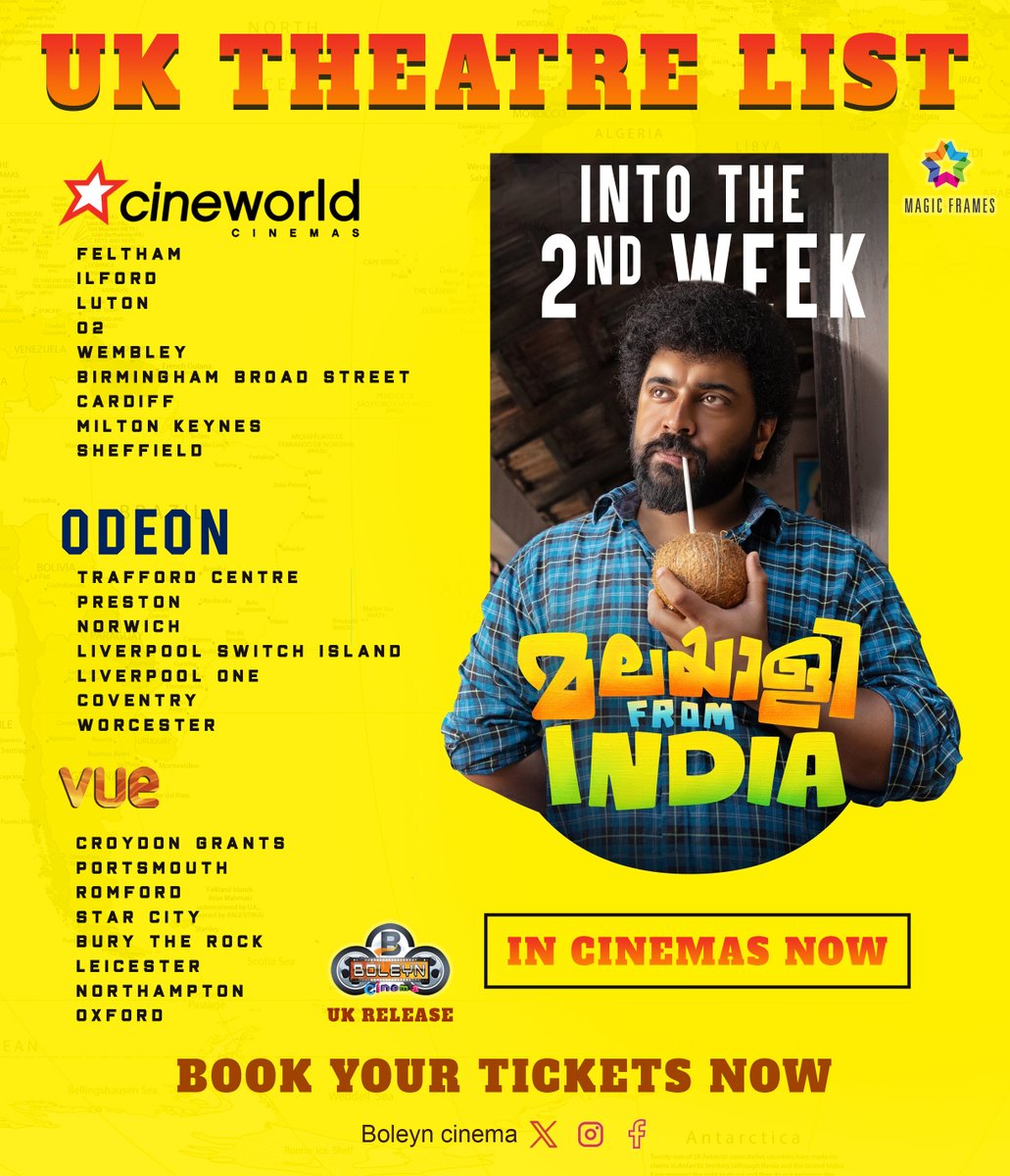 #MalayaleeFromIndia Running Succesfull Second Week 👍🏻 with super hit vibes in #UK Cinemas!

UK released by @cinema_boleyn📽️

#MagicFrames #NivinPauly #AnaswaraRajan #DijoJoseAntony #MalluMoviesInUK #MalayalamMoviesUK #BookingsOpen #ListinStephen