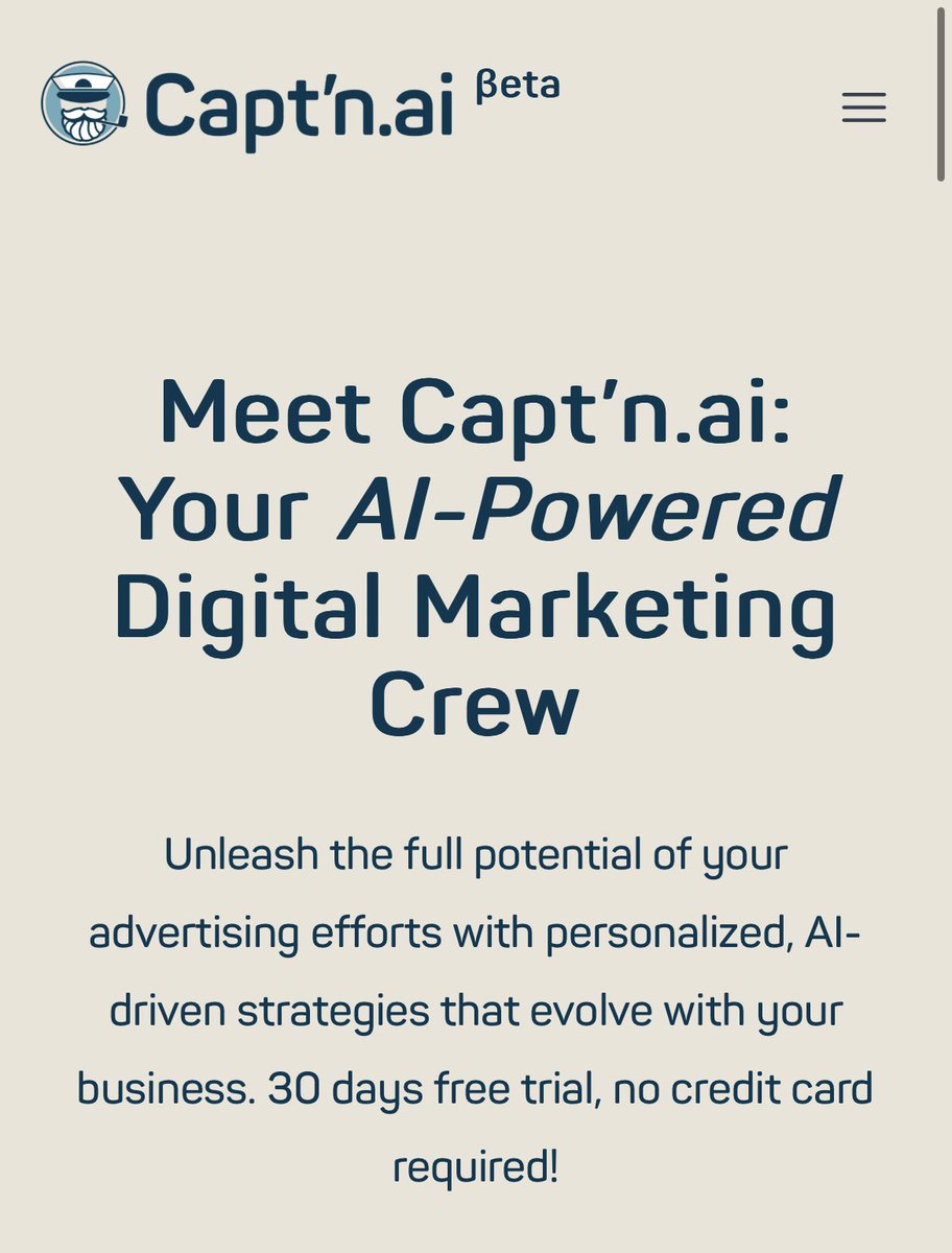 🚀 Say hello to Capt’n, your AI-powered marketing genius, and its team of AI agents! 

🛠️ Capt’n is a multi-agent AI system built on top of @pyautogen, our own FastStream framework, and @opensaas_sh. AI, AI, Capt'n! 💪

captn.ai