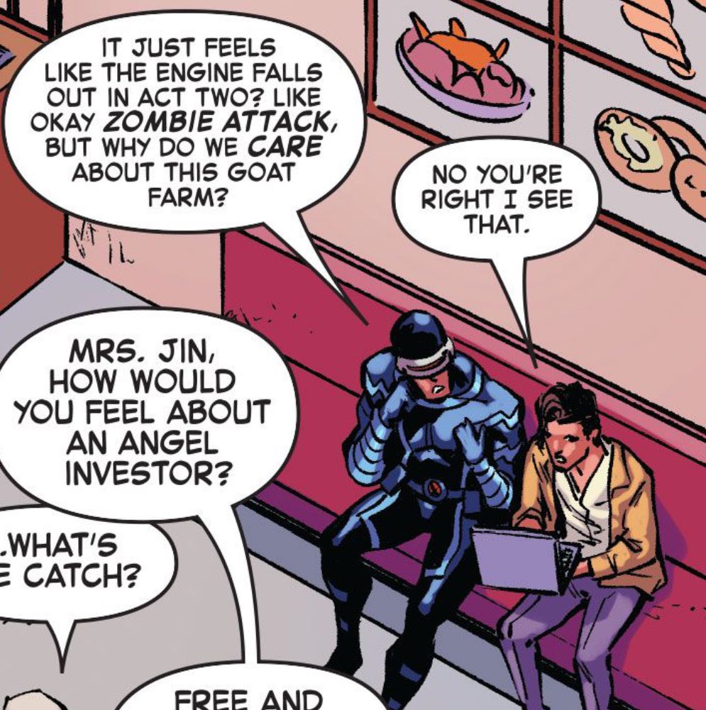Meets the X-Men and immediately has Scott read his screenplay 
#XSpoilers