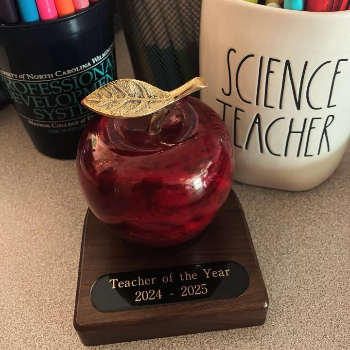 EmilyAnne Sewell Dunn ’18M is Teacher of the Year at Cape Fear Middle School where she teaches 7th grade science. Ms. Dunn earned her MAT in Secondary Education from the Watson College. Congratulations!
