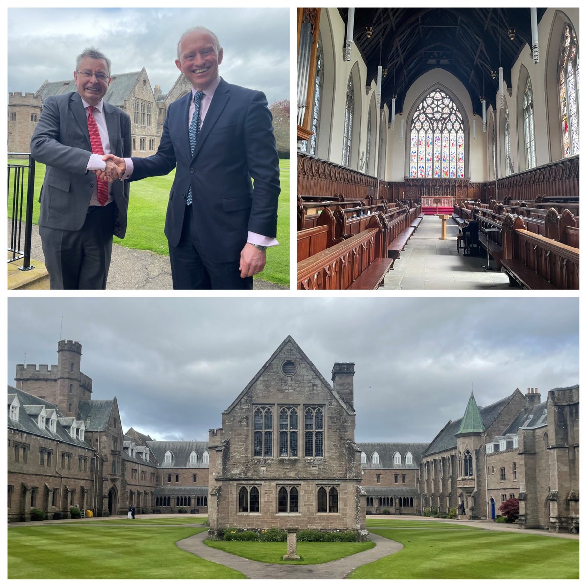 A scenic drive found the @HMC_Org General Secretary with @markd_mortimer at Glenalmond College @GlenalmondColl. This architectural gem brought back happy memories of #Hogmanay when Dr Hyde visited with friends as a student.