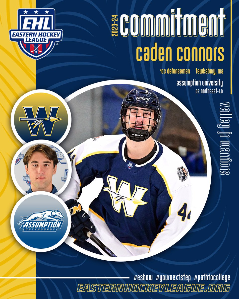 Connors Commits to Assumption University Warriors Second-Year Defenseman Set to Join Greyhounds this Fall 🔗- bit.ly/3y4NhFV #WherePlayersComeFirst