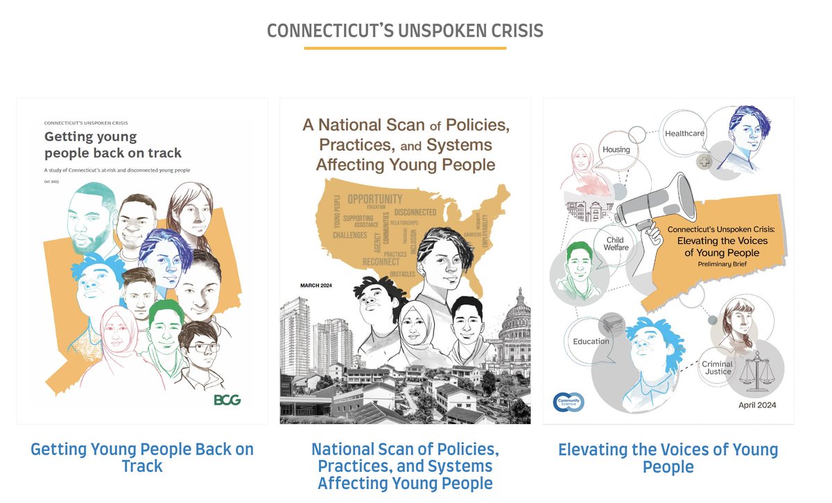 Check out the #CTUnspokenCrisis report series! Our research shows 1 in 5 young people are at-risk or disconnected in #CT, highlights programs reconnecting young people, and elevates youth voice in CT to better understand their circumstances. Read more: ctopportunityproject.org/research-agend…