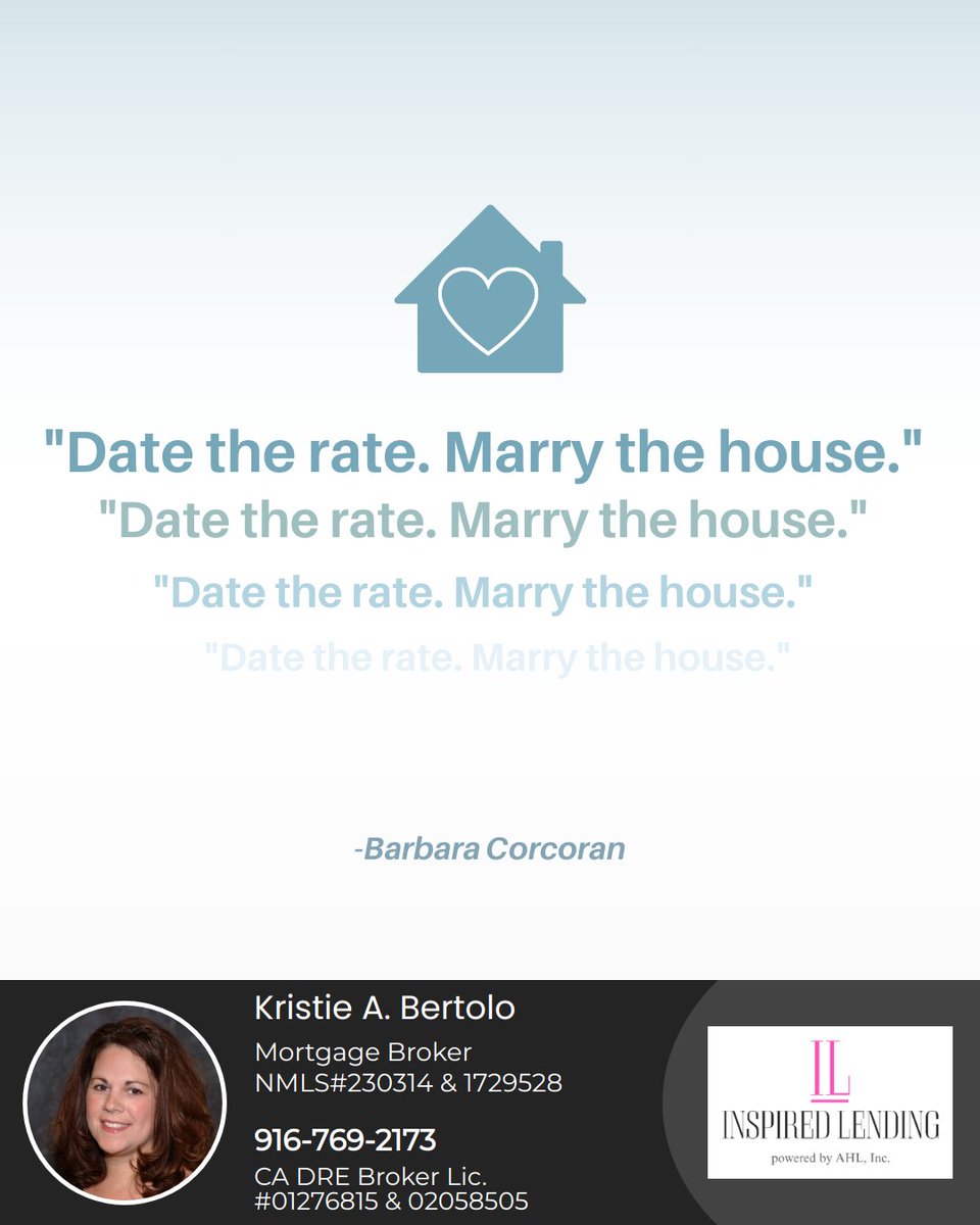 Ever heard Barbara Corcoran's take from Shark Tank on home buying? 💡 It's simple: Focus on finding a home you adore. Rates can change, but the love for your home? That's forever. Ready to discover that dream space? Reach out, let's chat about it. 

#InspiredLending