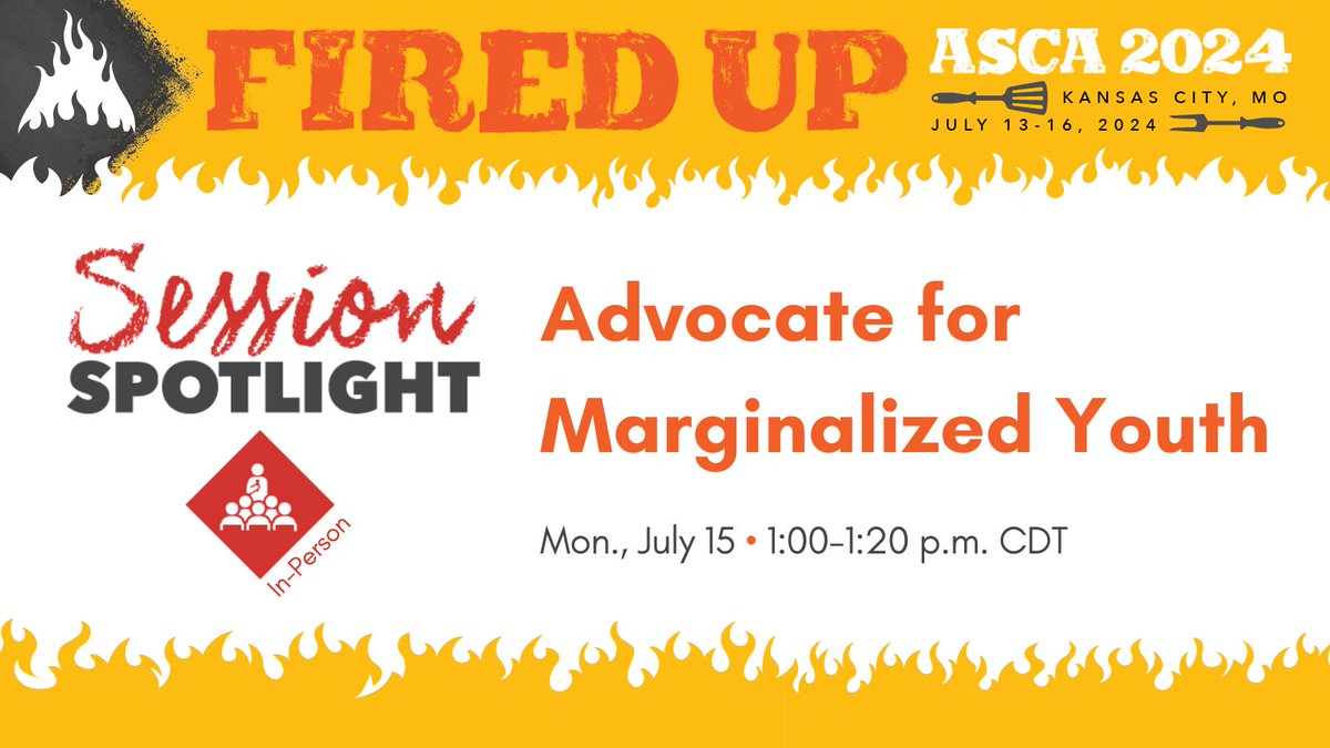 #ASCA24 Session Spotlight: Advocate for Marginalized Youth on July 15 at 1 p.m. CDT. Use case law and the ASCA Ethical Standards to advocate legally and ethically for marginalized youth. This in-person session is presented by Dr. Carolyn Stone. ascaconferences.org/2024/full-sche…