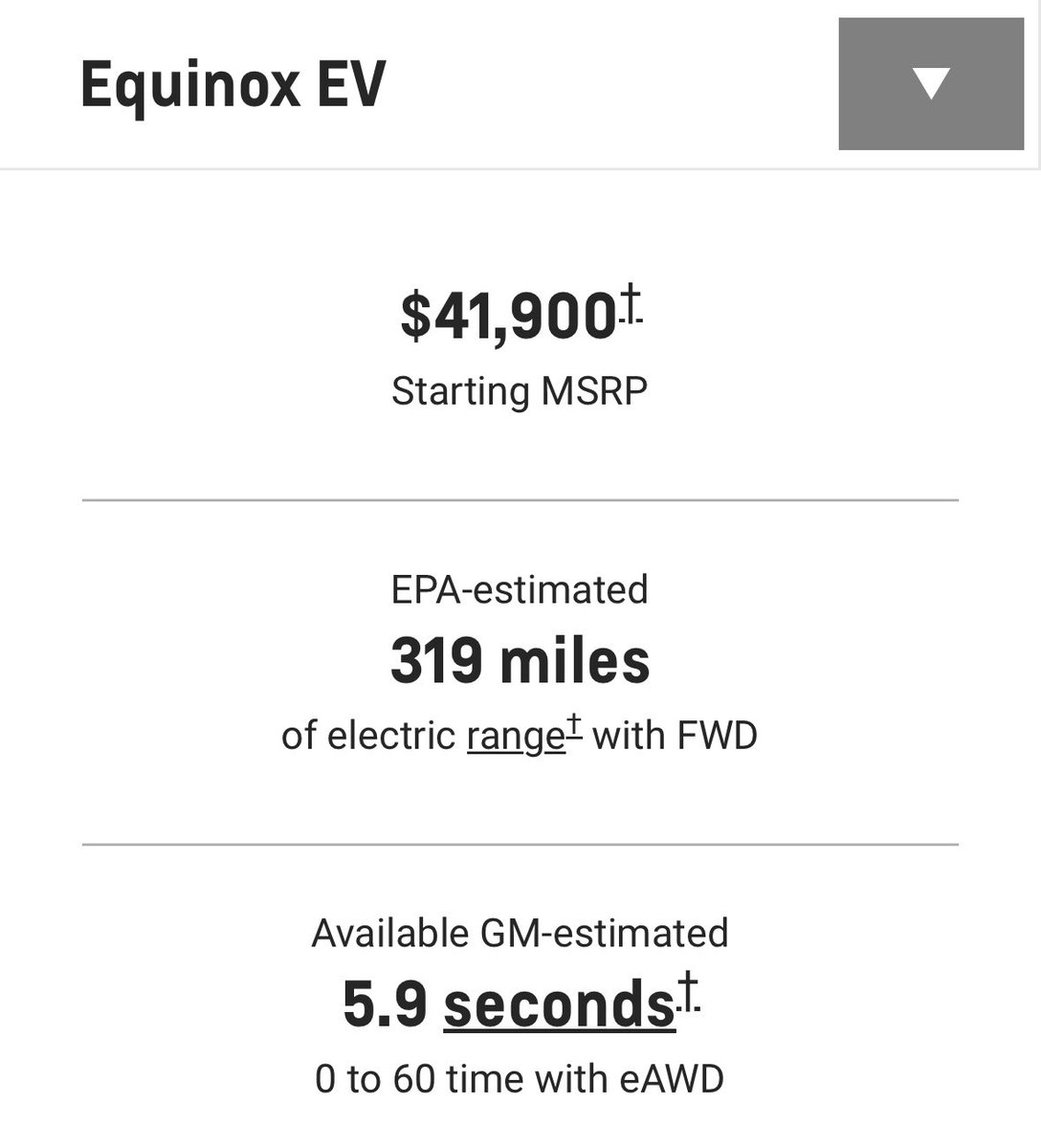 Chevy website says Equinox EV starts at $41,900, so take media reports of $35K MSRP with a grain of salt Chevy is not disclosing curb weight but the numbers suggest a 100 kWh pack. At 272 Wh/kg and $120/kWh, the cells will weigh over 800 lbs, the pack likely over 1000 lbs, and…