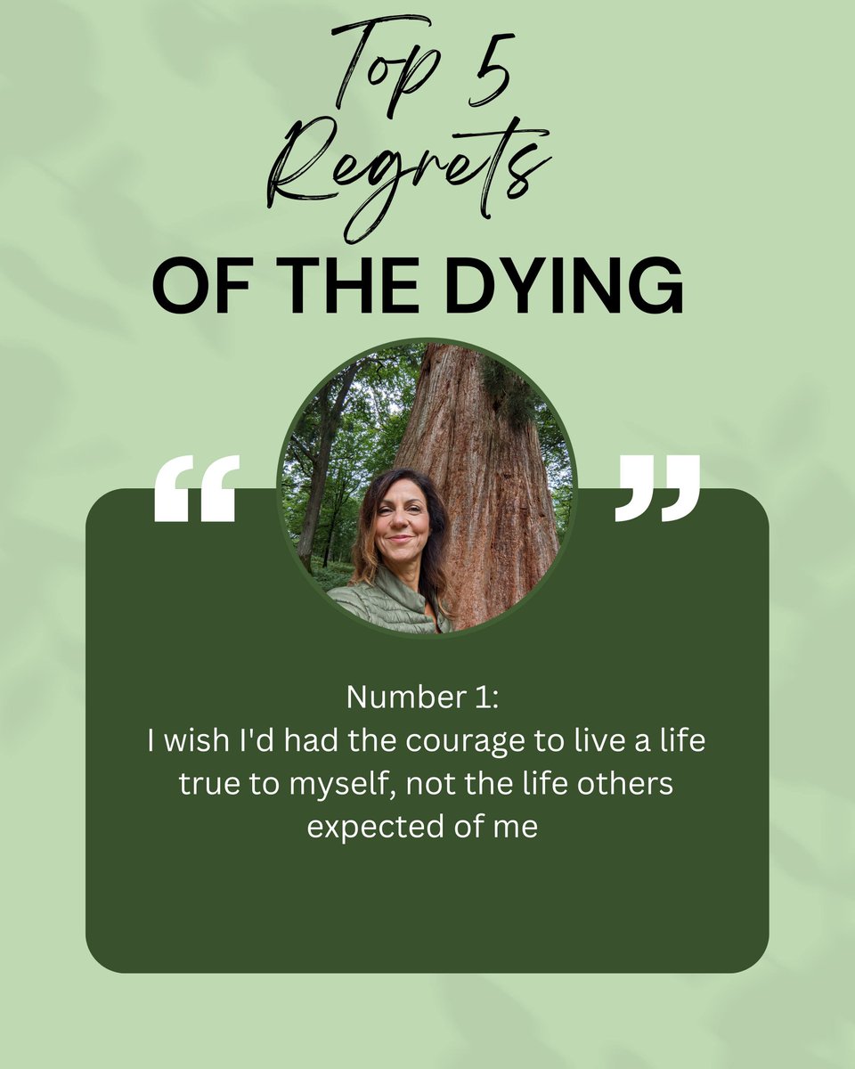 You know you're going to die. Soon. What are your biggest regrets? From Bronnie Ware's book The Top 5 Regrets Of The Dying, this comes in at No.1: 'I wish I’d had the courage to live a life true to myself, not the life others expected of me.' Can you relate? #life #death #regrets