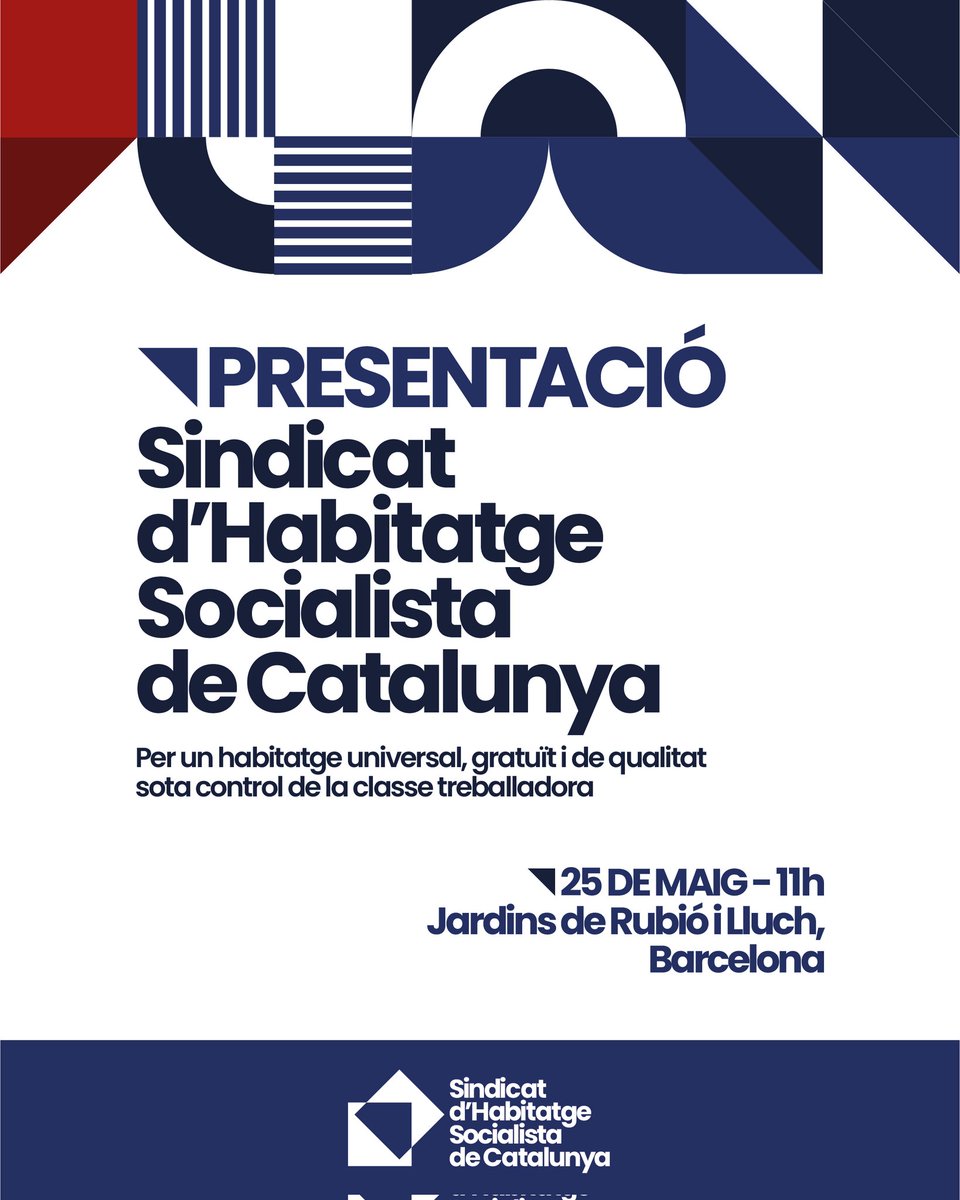 Fem públic el lloc i l'hora de la presentació del Sindicat d'Habitatge Socialista de Catalunya. Ens veiem el 25 de maig!