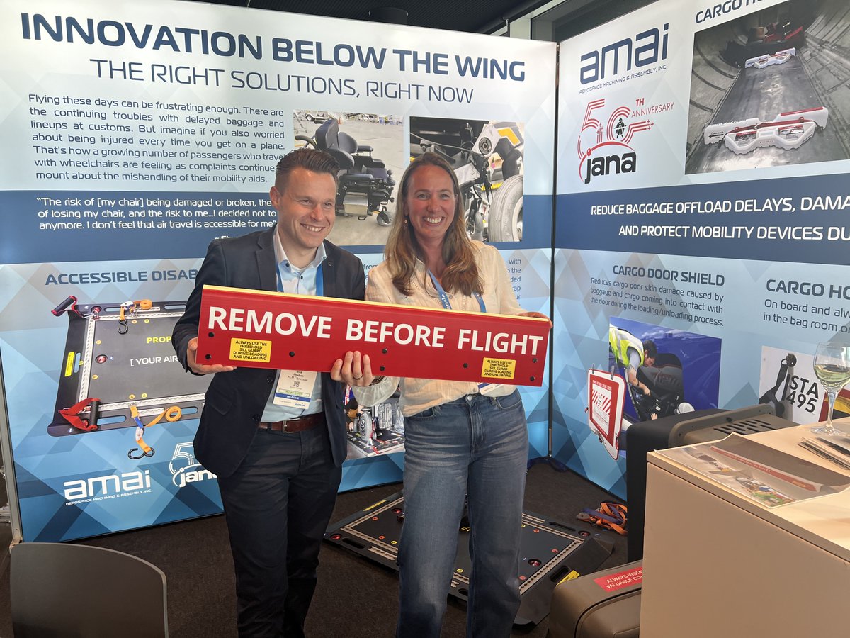 Our team at @IATA's Ground Handling Conference is having a great time! A special thanks to Niek Hoeben and Heleen De Wall from KLM Cityhopper for stopping by yesterday to get a look at our Accessible Disabilities tray, among other goodies!

#aircraft #engineering #maintenance