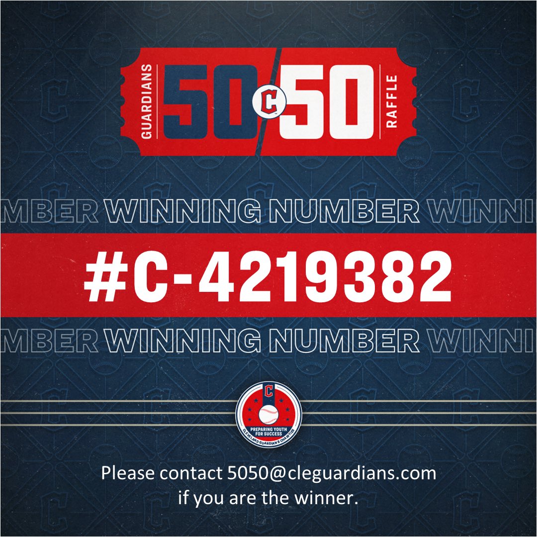 Congratulations to our 50/50 winner! If this is your ticket, please send us an email at 5050@cleguardians.com 🎟️