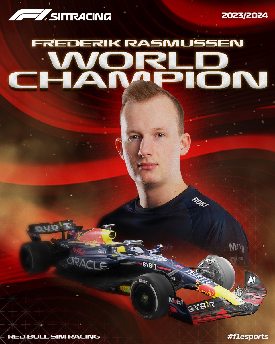 🏆@frederasmussen_ IS THE F1 SIM RACING WORLD CHAMPION 2023/2024!

#F1Esports @redbullsimrace