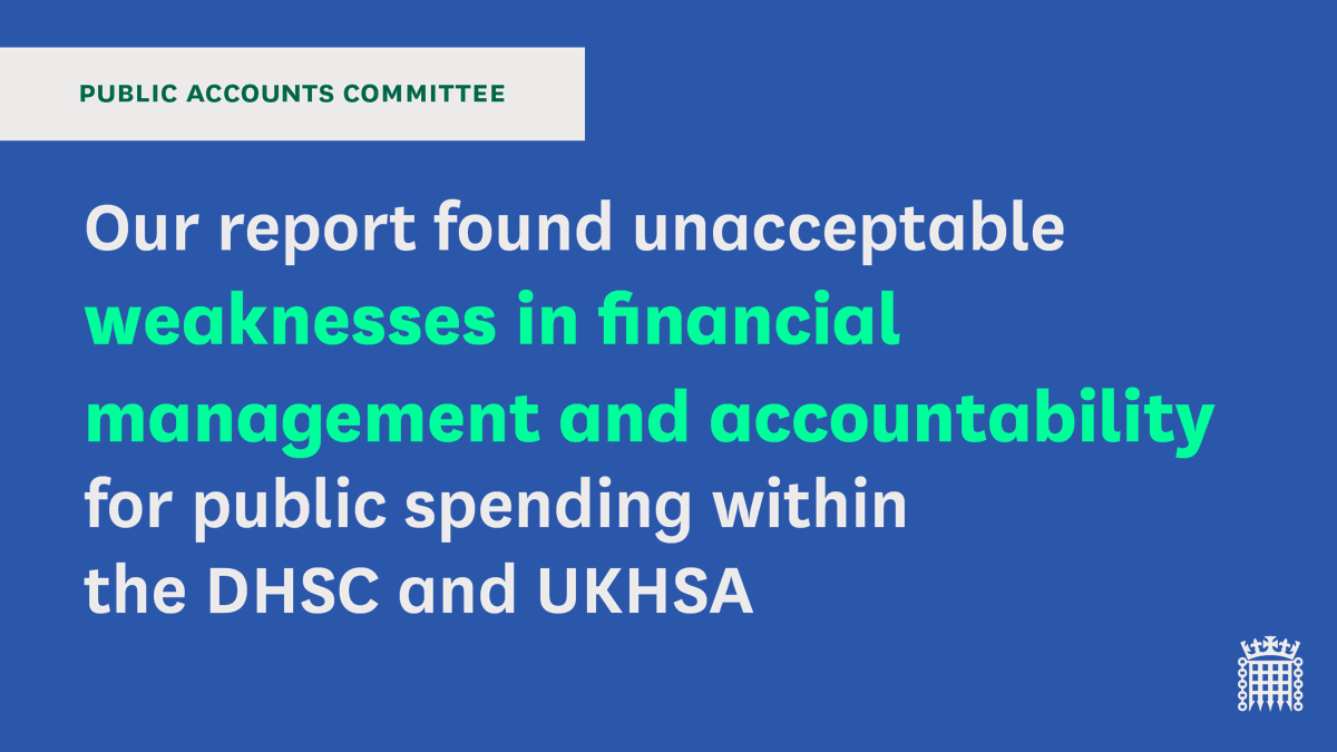 🚨 We have published our annual report into the Department of Health and Social Care's (DHSC) 2022-23 accounts 💷 @DHSCgovuk urgently needs to grip and address problems with financial management across its Departmental Group Read the report ⬇️ publications.parliament.uk/pa/cm5804/cmse…