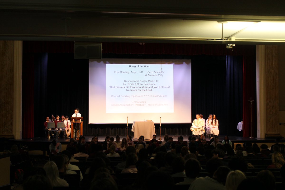 Today we celebrated Jesus’s Ascension into Heaven with a service from Fr. Justin Miller from Our Mother of Sorrows and Holy Cross. Prior to communion, he encouraged us to “close our eyes, be with Jesus, and allow His healing touch to mend our hearts.” #AscensionDay @AQPrincipal