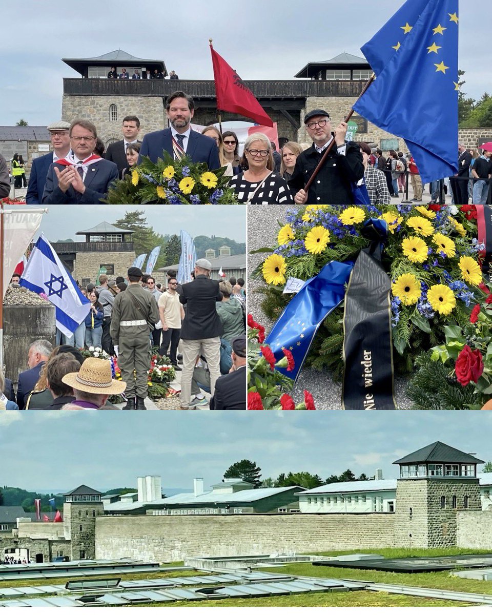 Das dunkelste Kapitel europäischer Geschichte mahnt: Die Aufgabe des #niewieder ist niemals abgeschlossen! Eine 🇪🇺EU-Delegation gedachte bei der Internationalen Gedenk- und Befreiungsfeier in der KZ-Gedenkstätte #Mauthausen an die Befreiung der Überlebenden vor 79 Jahren 5/7