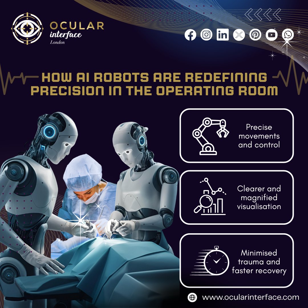 'Precision Redefined: AI Robots in the Operating Room'
Experience minimised trauma and faster recovery times, setting new standards in patient care. 
Dive deeper into the realm of surgical innovation at ocularinterface.com

#Ocularinterface #onlinecourse #AIcourse #AI