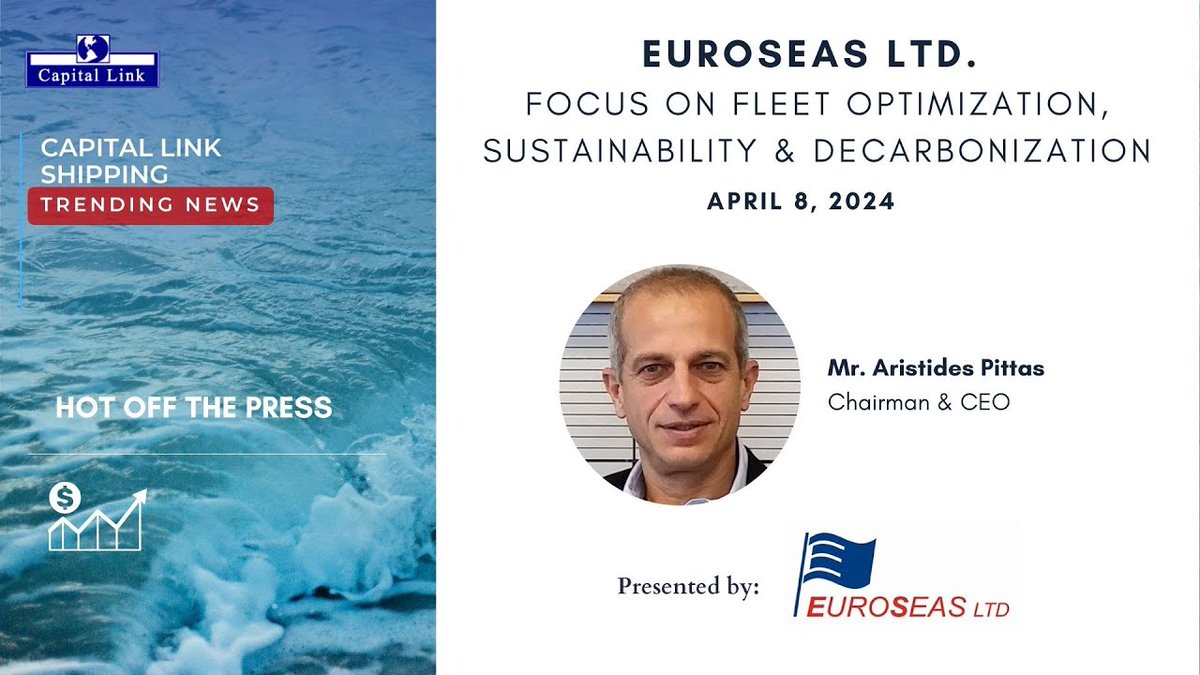 🌊 #Euroseas leading the wave of change in #shipping. Discover how $ESEA's retrofit program and strategic partnerships are setting new standards for environmental stewardship and operational efficiency. 🚢#SustainableShipping #GreenerFuture'

↘️Watch here:
youtu.be/C3V9TFLc3rE