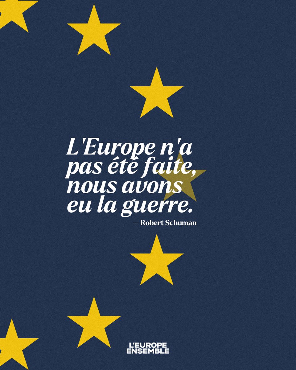 🇪🇺 L'Europe c'est la paix. Les mots de Robert Schuman résonnent encore plus fort aujourd'hui. Il y a 74 ans, sa déclaration changeait la face de l'Europe. De notre Europe.