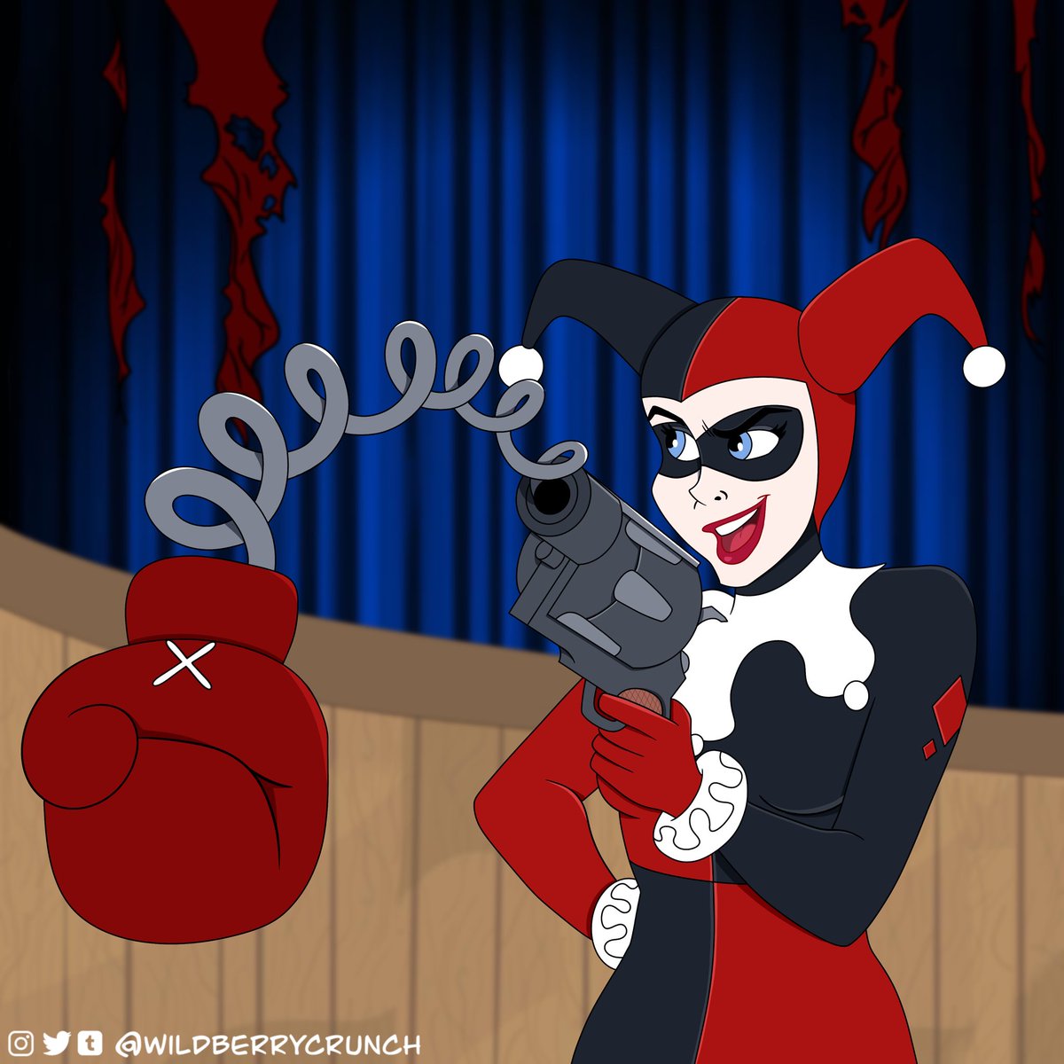 wildberrycrunch's tweet photo. A real knockout!  
  
I have one million unfinished WIPs but quinnposter memes on Reddit are infecting my brain.  
  
#harleyquinn #fanart #disneystyleart https://t.co/SyrtqkexZO