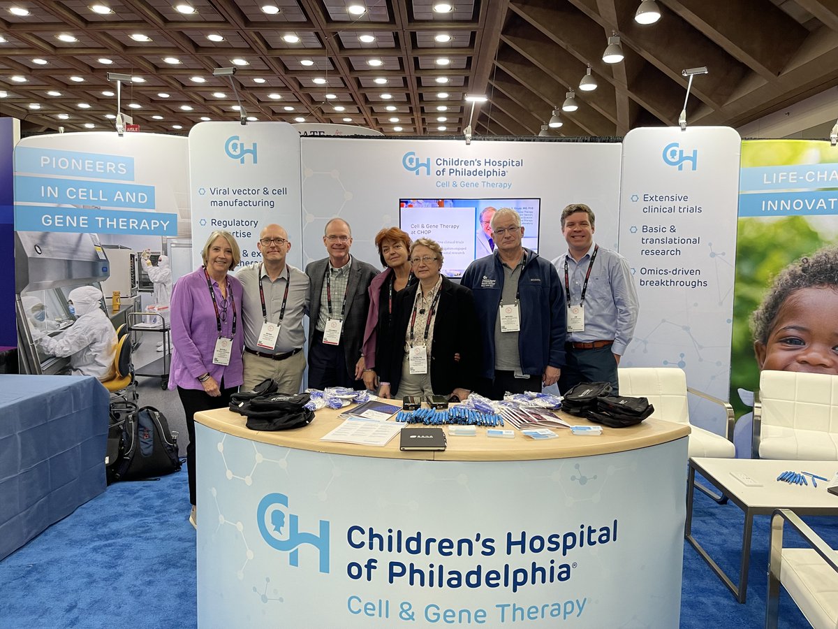 Our Clinical Vector Core team says hello from #ASGCT2024! Now until May 11, these @ChildrensPhila cell & gene therapy experts are at Booth #613 to answer your questions about affordable, flexible, & high-quality vector production. Learn more: ms.spr.ly/6012YViIs