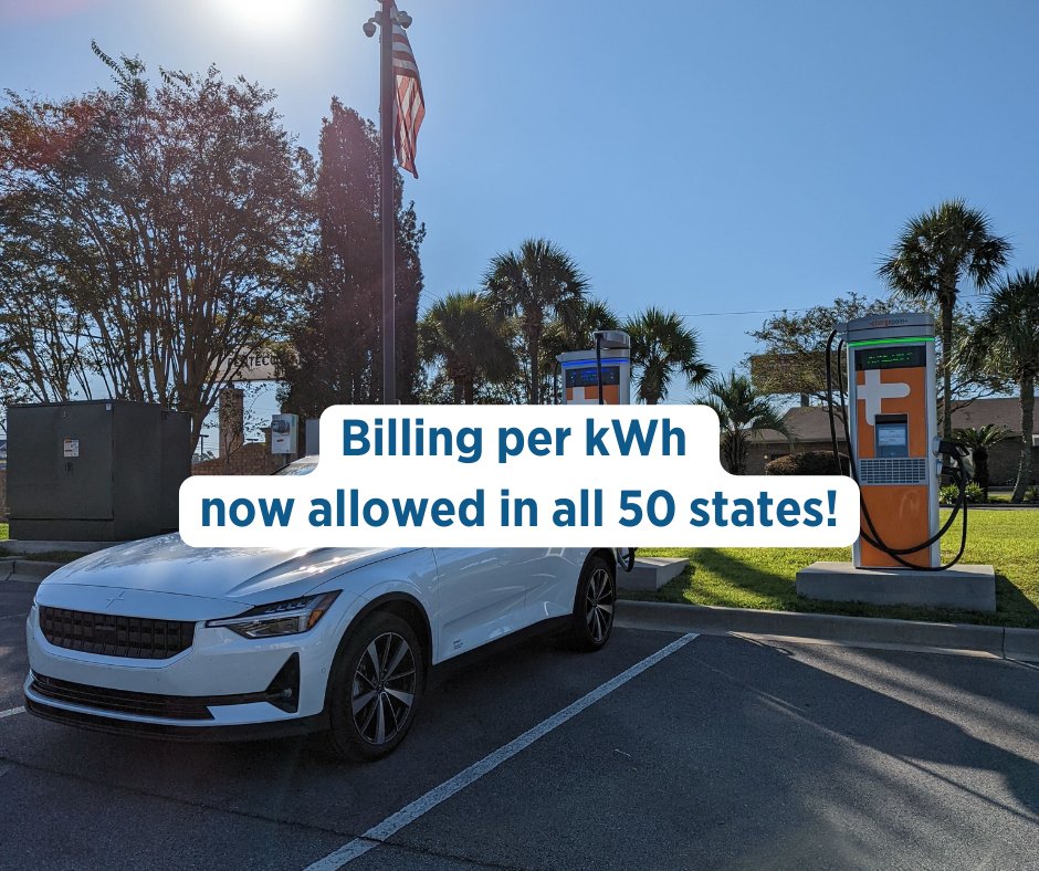 ⚡️A monumental policy victory marks a new era for #EVcharging across the United States! New legislation passed in Nebraska now permits charging station operators to sell electricity by the kilowatt-hour (kWh) in all 50 states and Washington, DC.

⚡️This decade long journey…