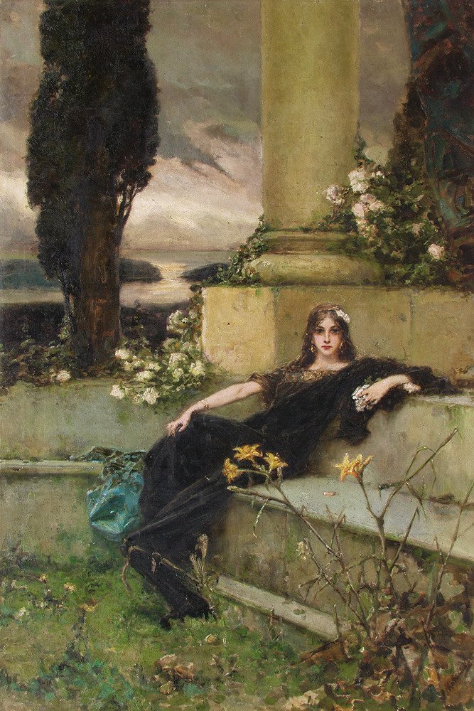 The Evening Silence, c. 1900 by Wilhelm Kotarbiński (Polish, 1849–1921)