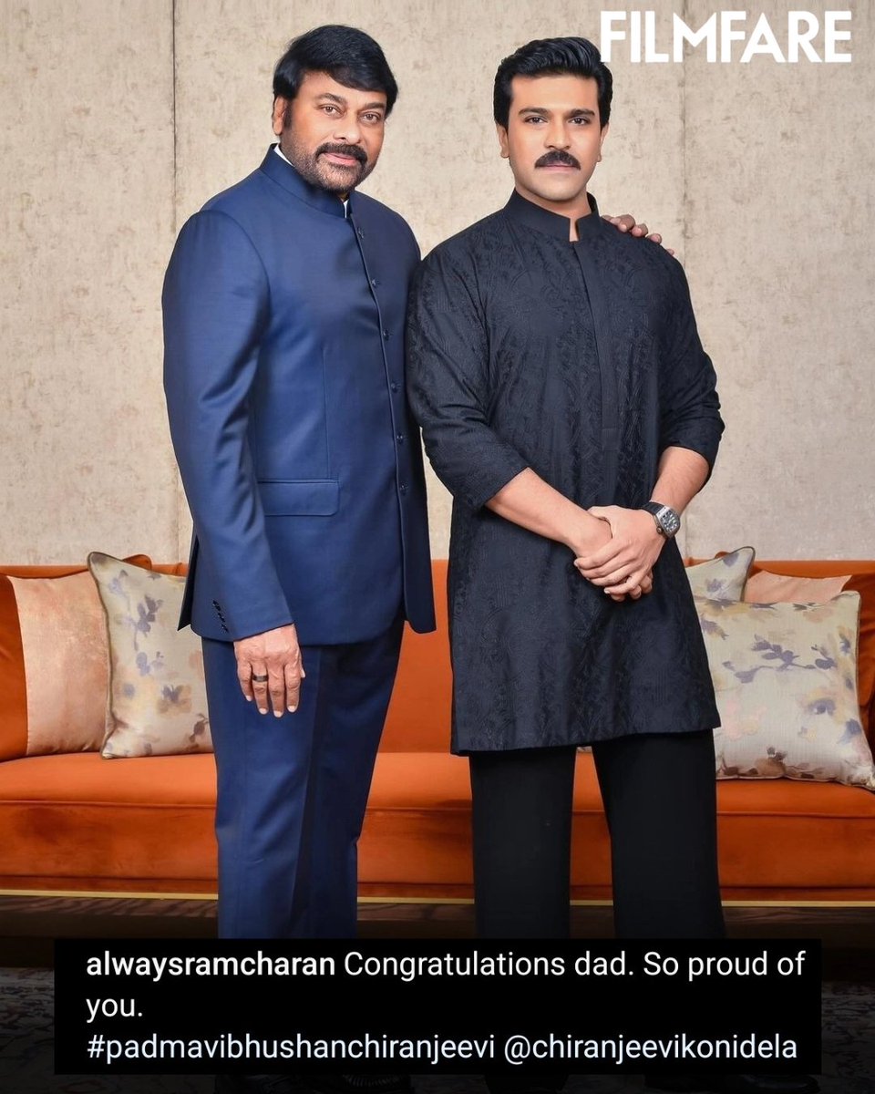 A proud moment!❤️

#RamCharan shares heartfelt wishes as his father, megastar #Chiranjeevi receives the second-highest civilian award, the prestigious Padma Vibhushan.