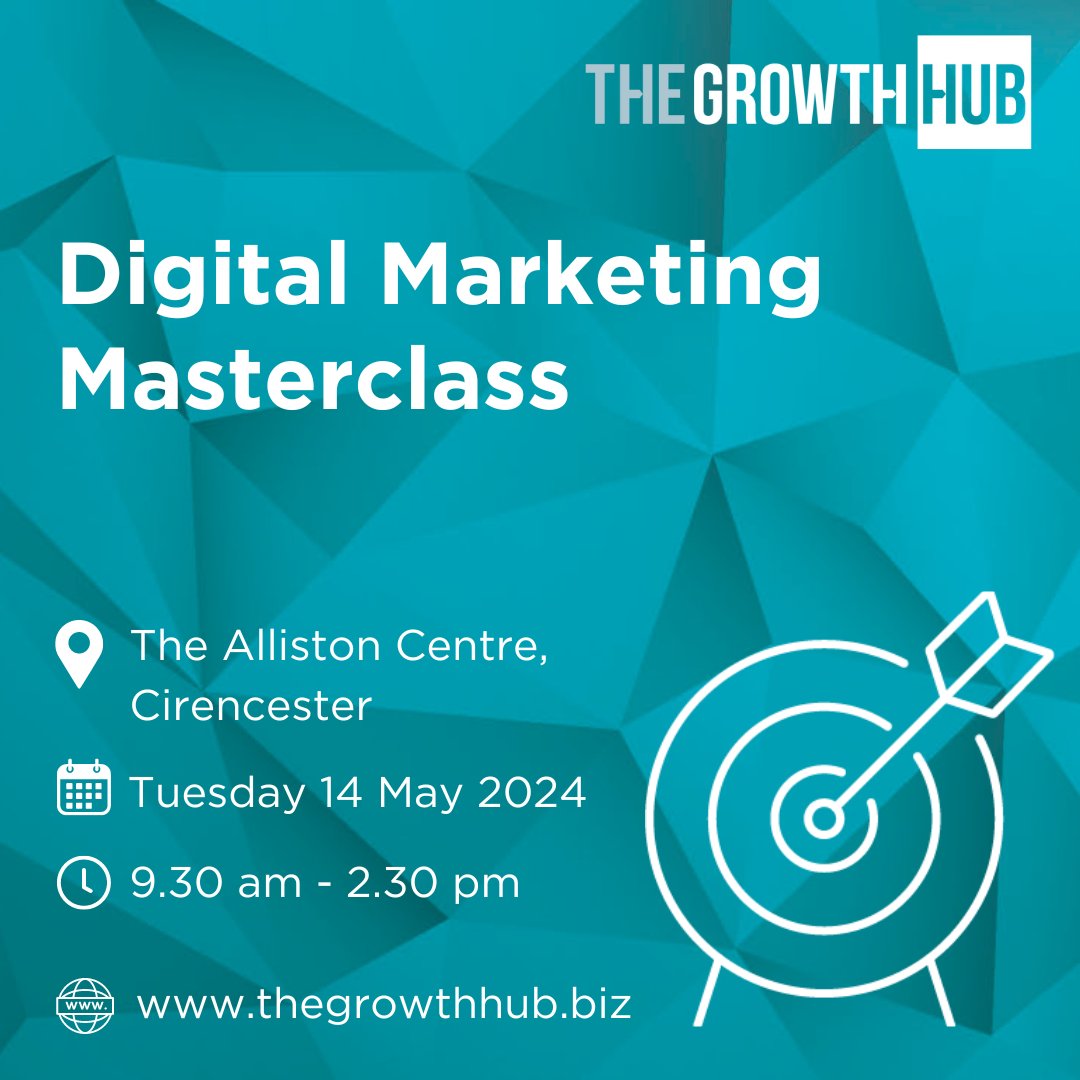 Elevate your digital marketing game in a single transformative day!

Join us on 14 May for our fully-funded Digital Marketing Masterclass with @ratherinventive
 & @SocialHoneyc0mb.

🔗For more info & to book: thegrowthhub.biz/event/digital-…

#Cotswolds #Cirencester #GlosBiz