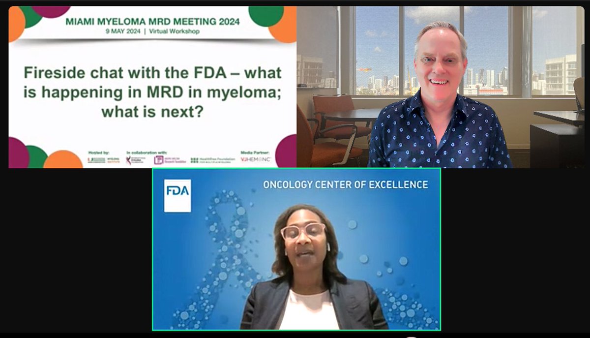Today, at Miami Myeloma MRD Meeting 2024 discussion with Dr Nicole Gormley from @FDAOncology. As an early endpoint for accelerated approval in myeloma, MRD will make new treatments available faster to patients! #mmsm @theMMRF @IMFmyeloma @HealthTree @SylvesterCancer @univmiami