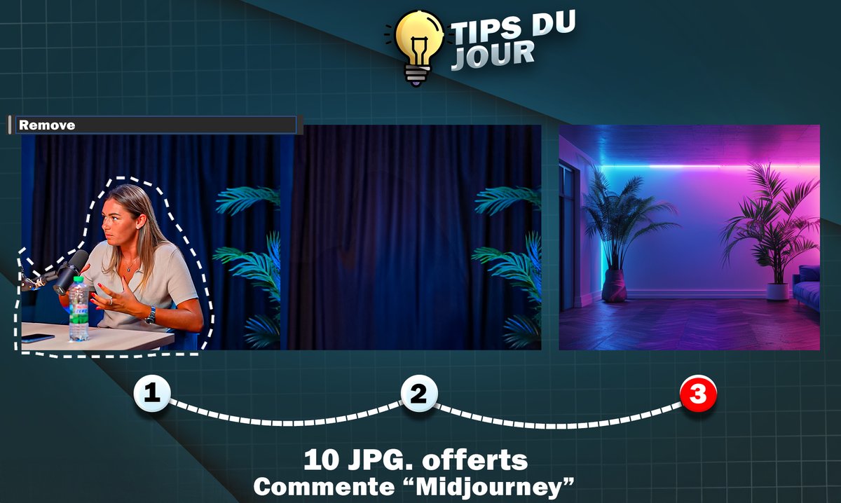 Tu veux savoir comment je fais mes fonds pour Sans permission, en 3 étapes seulement : 

- Screenshot de la vidéo
- Enlève le sujet principale
- Envoie ce modèle à Midjourney avec un prompt basique et le tour est joué

🫵 Bonus : Je t'offre ma sélection perso de 10 Backgrounds,