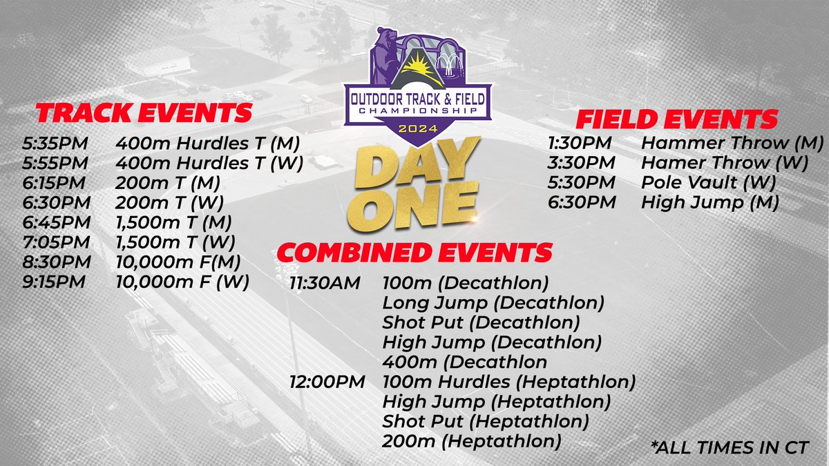 The 2024 Men's & Women's Outdoor #ASUNTF Championships are HERE! Check out what's in store for Day 1️⃣! 🔗 | asunsports.org/documents/2024… #ASUNBuilt