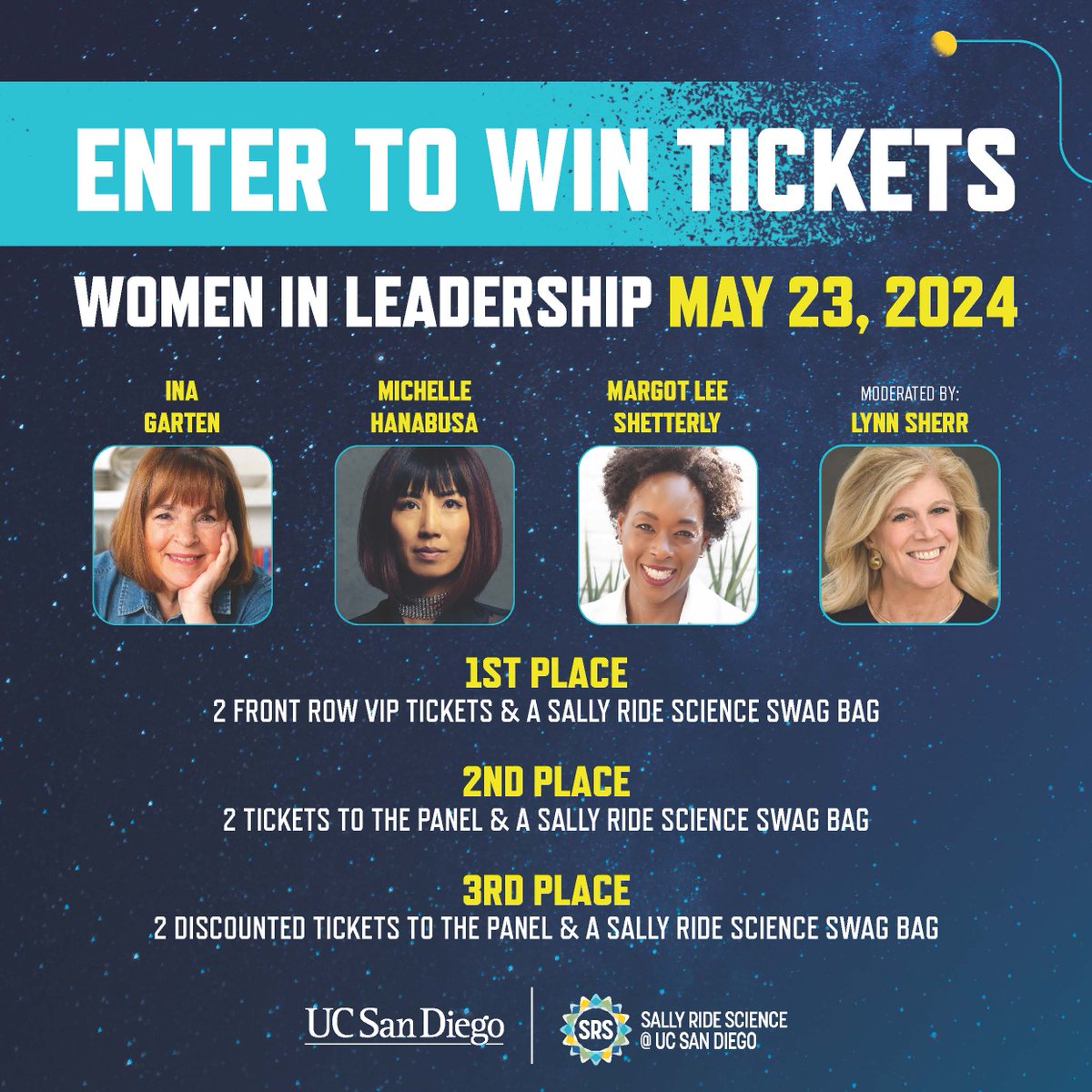 Win free TICKETS to the Sally Ride Science 2024 Women in Leadership event! 🎟️ Head over to the @UCSDExtStudies Instagram account to enter and get all the contest details >> bit.ly/3wv9Wek #UCSD #UCSDExtendedStudies #WIL2024 #SallyRideScience #Tritons #Giveaway