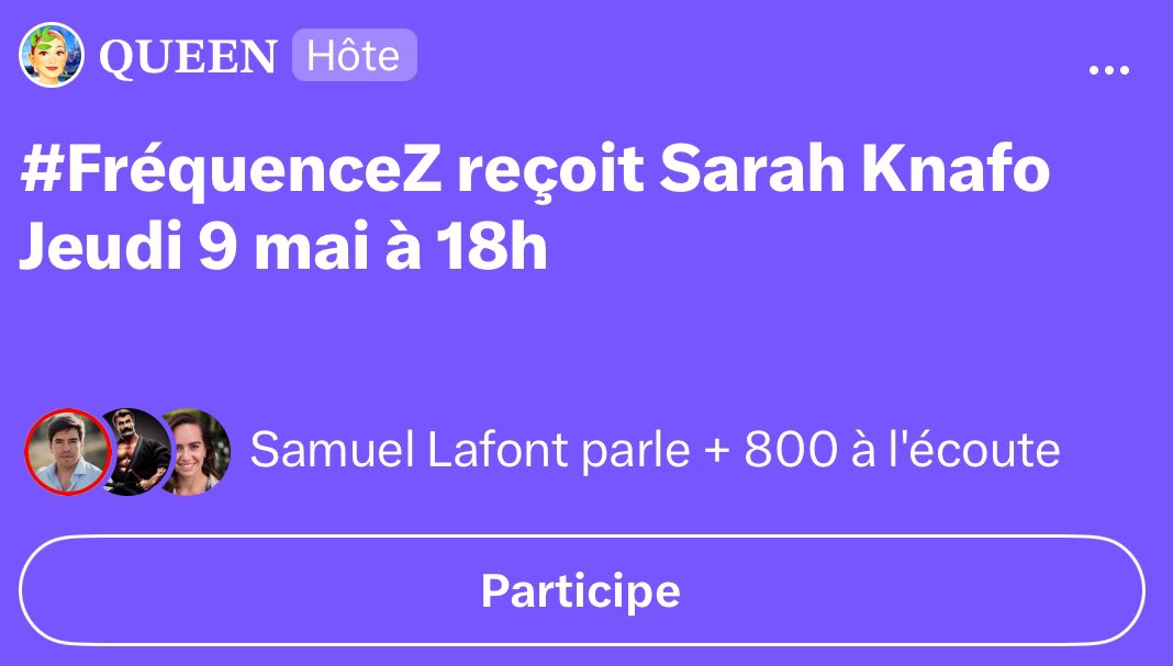🔥 800 personnes sur le Space de #FréquenceZ avec Sarah Knafo. 👉 x.com/i/spaces/1jmkg…