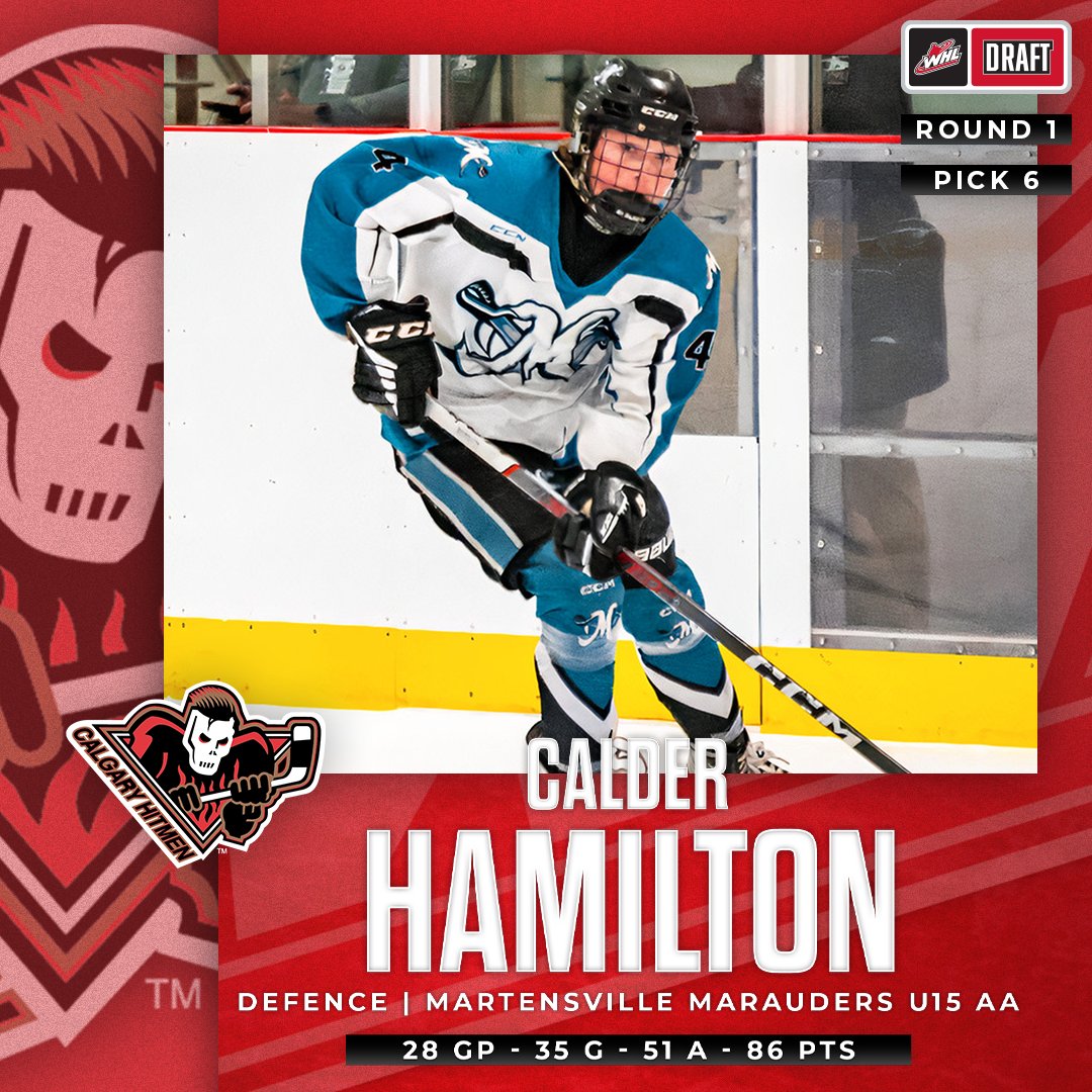 With the sixth overall pick at the 2024 #WHLDraft, the @WHLHitmen select Calder Hamilton from the Martensville Marauders U15 AA.